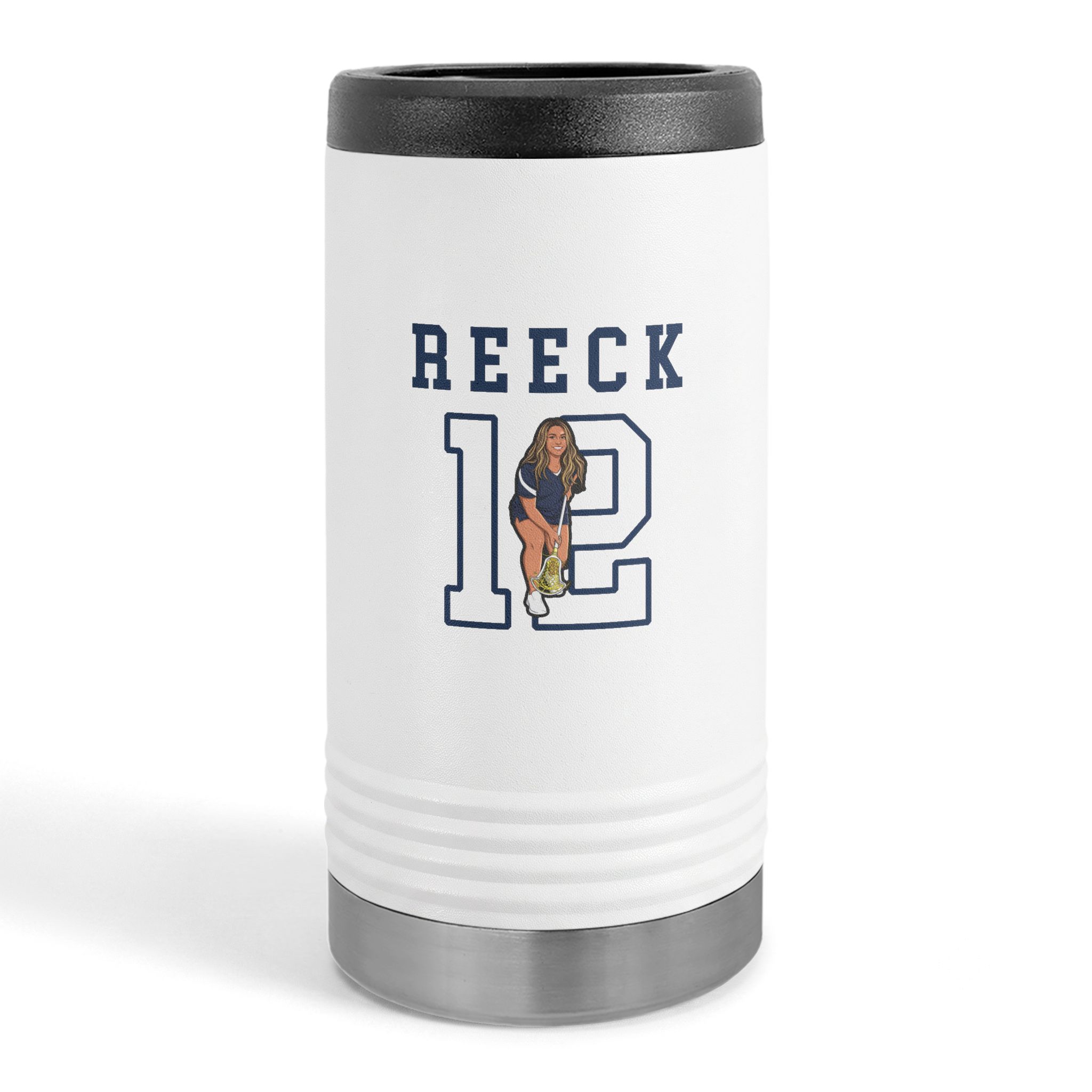 Slim Stainless Can Cooler — character_shirsey in White