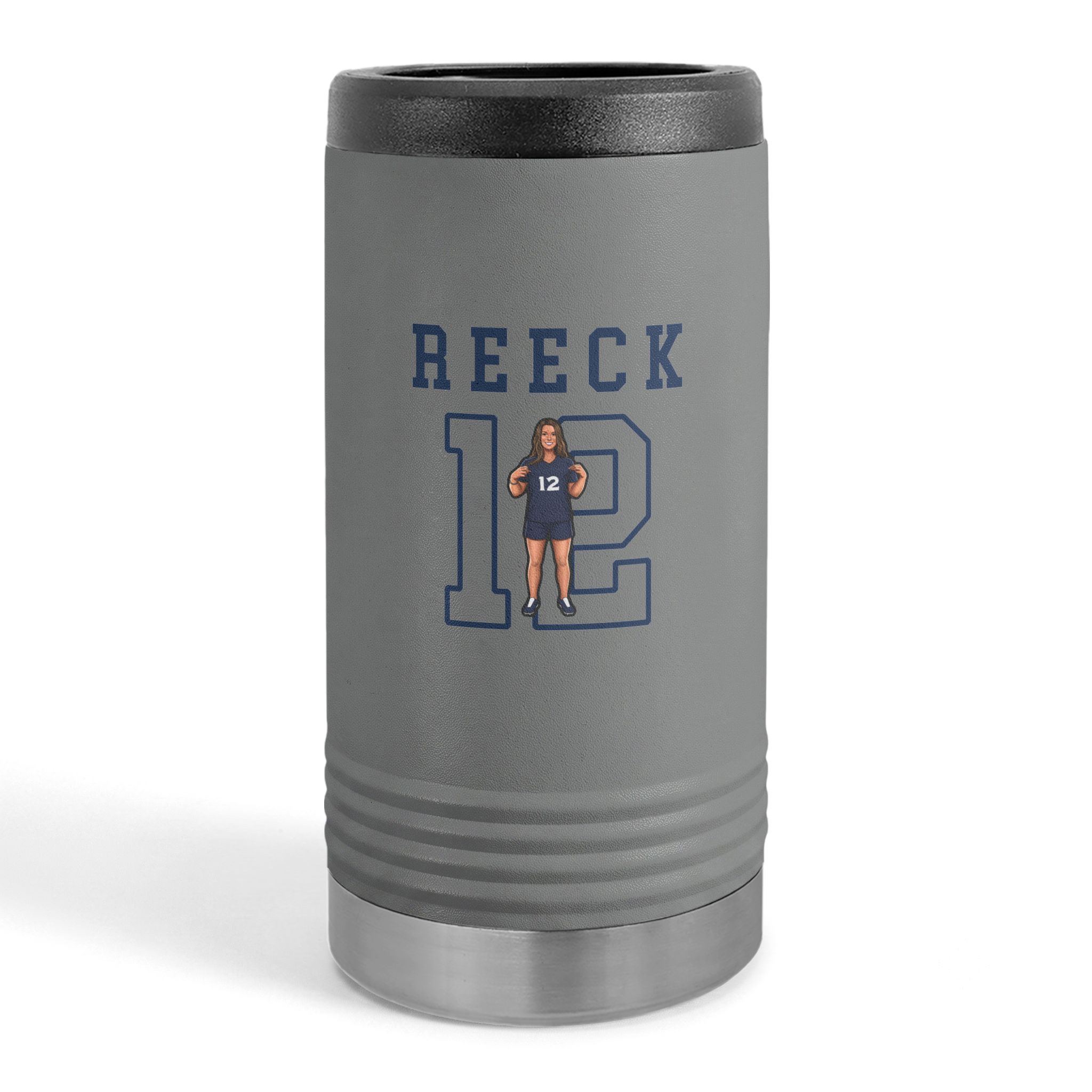 Slim Stainless Can Cooler — character_shirsey in Grey