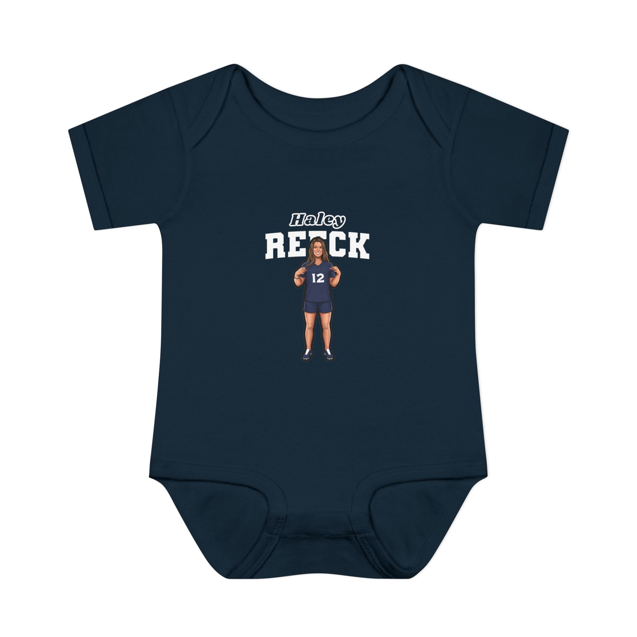 Baby Onesie — character_name_arch in Navy