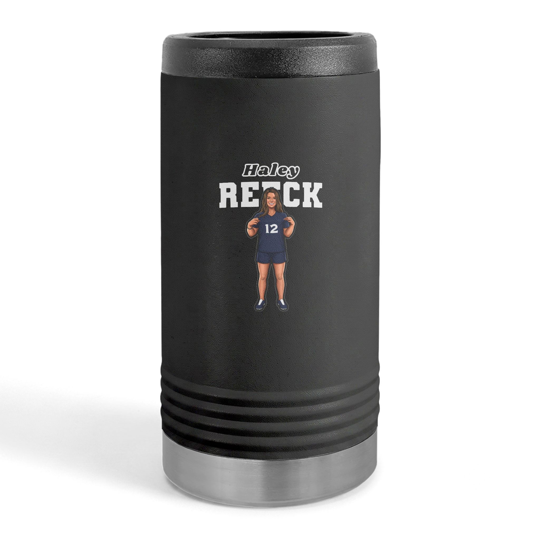 Slim Stainless Can Cooler — character_name_arch in Black