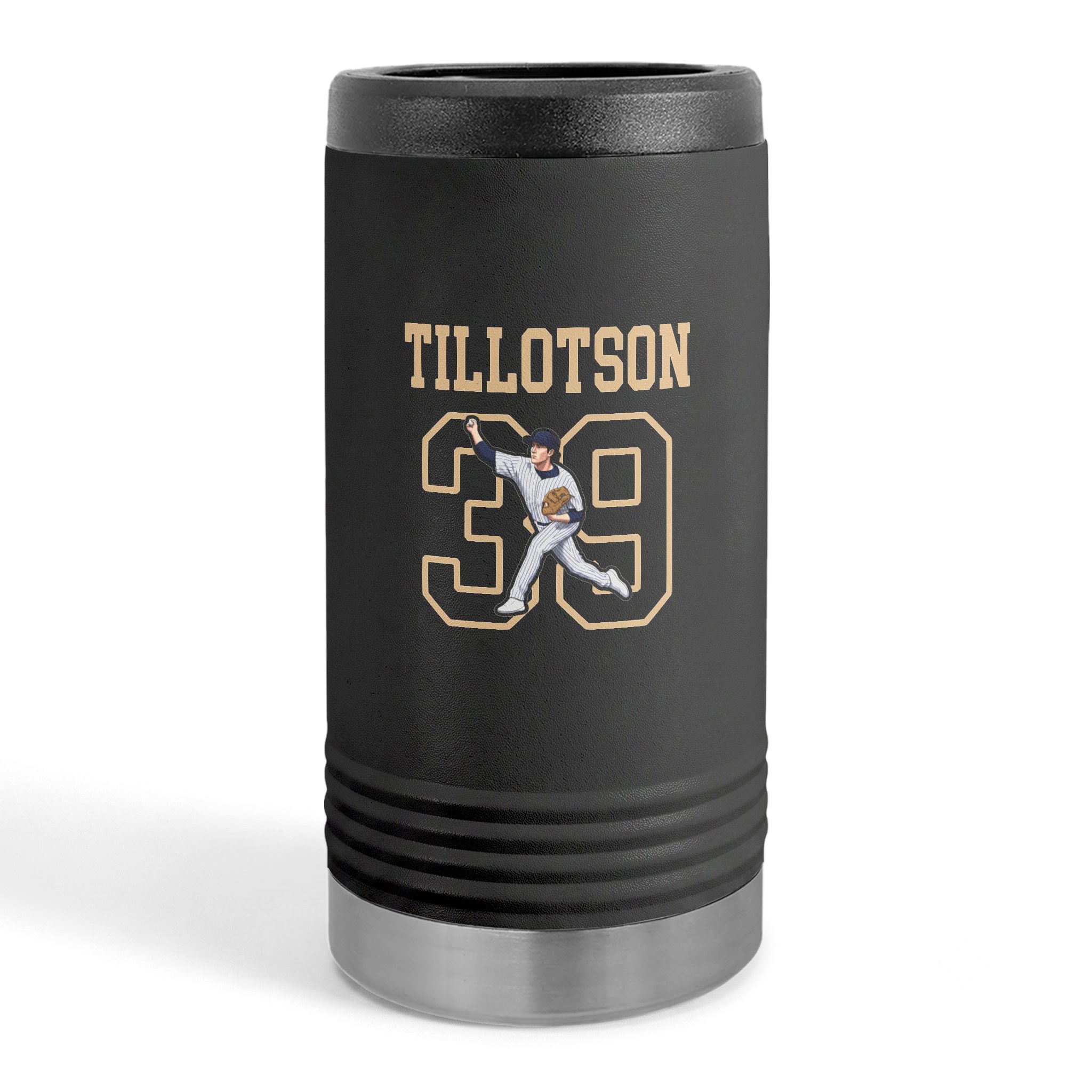 Slim Stainless Can Cooler — character_shirsey in Black