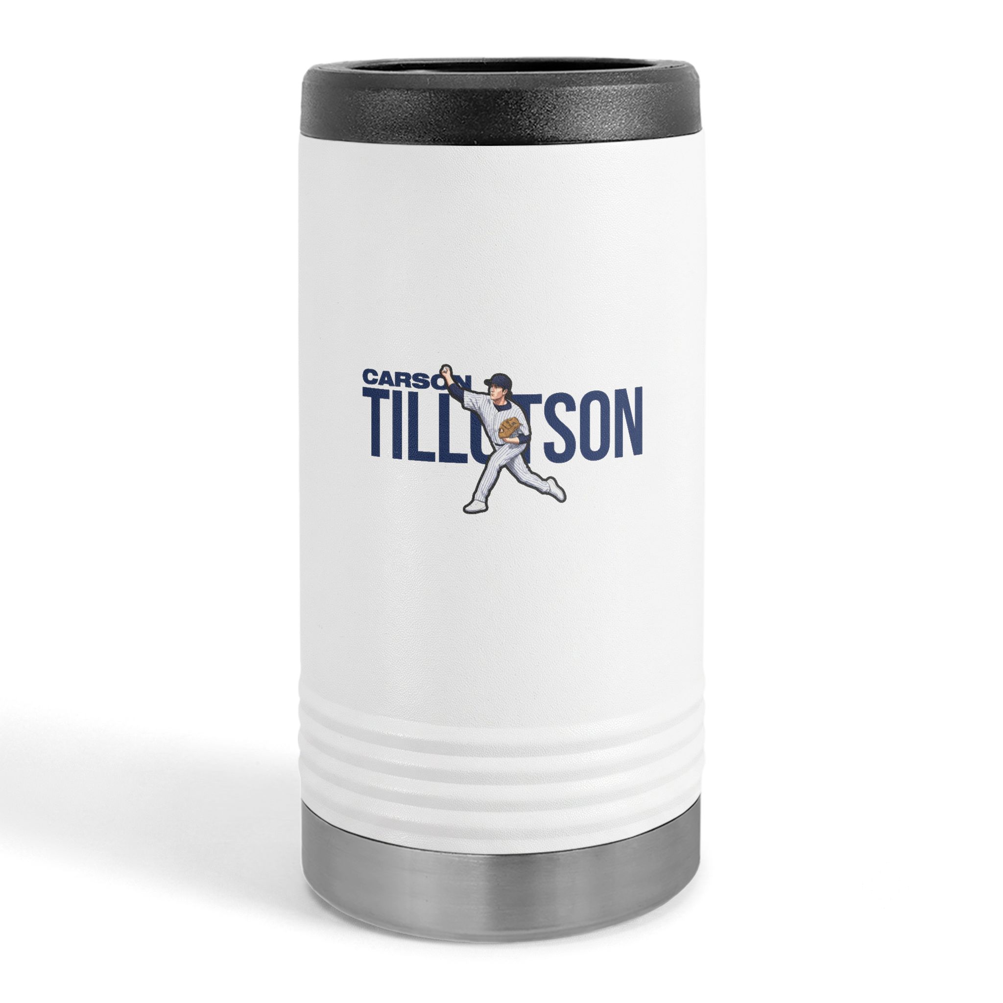 Slim Stainless Can Cooler — character_player_name in White