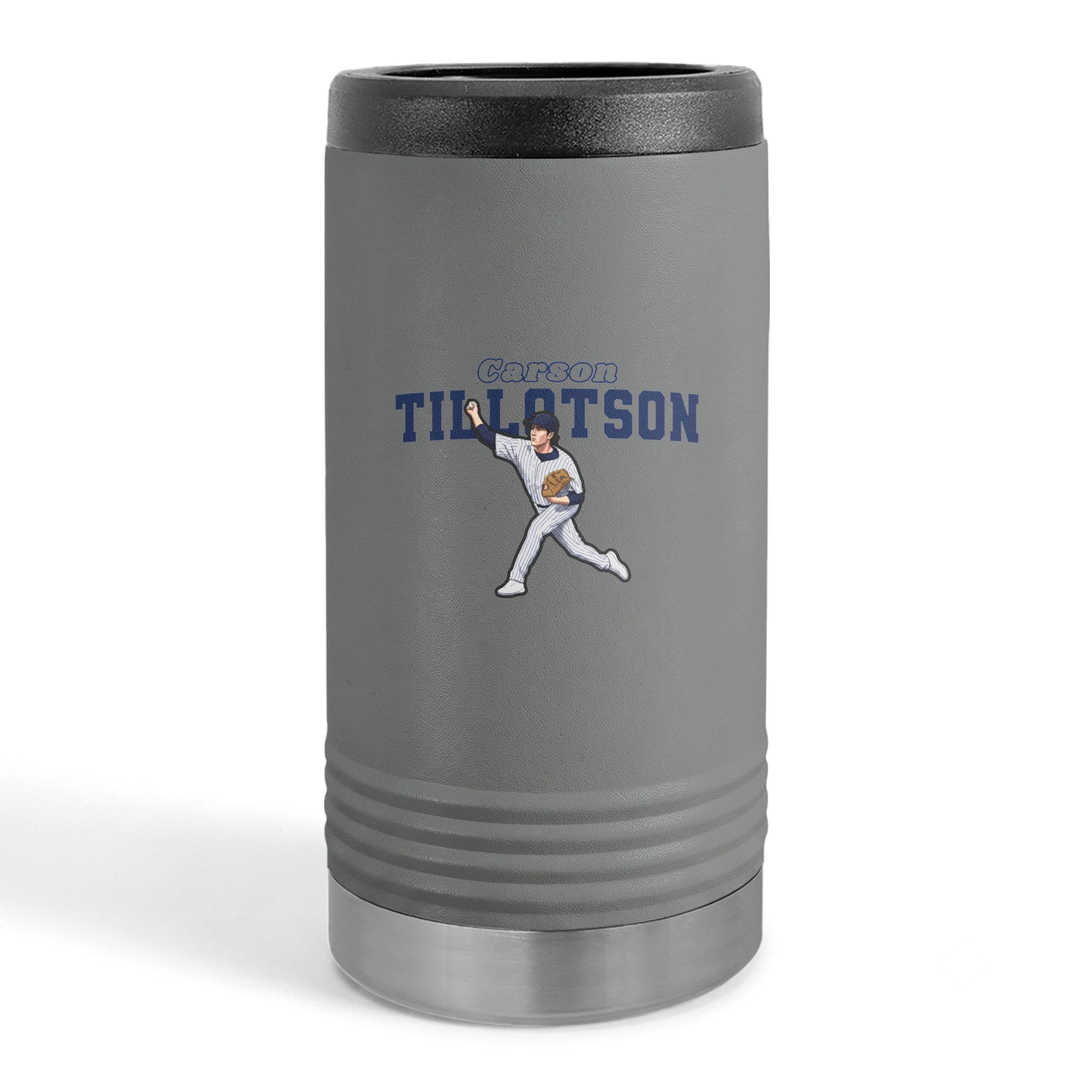 Slim Stainless Can Cooler — character_name_arch in Grey