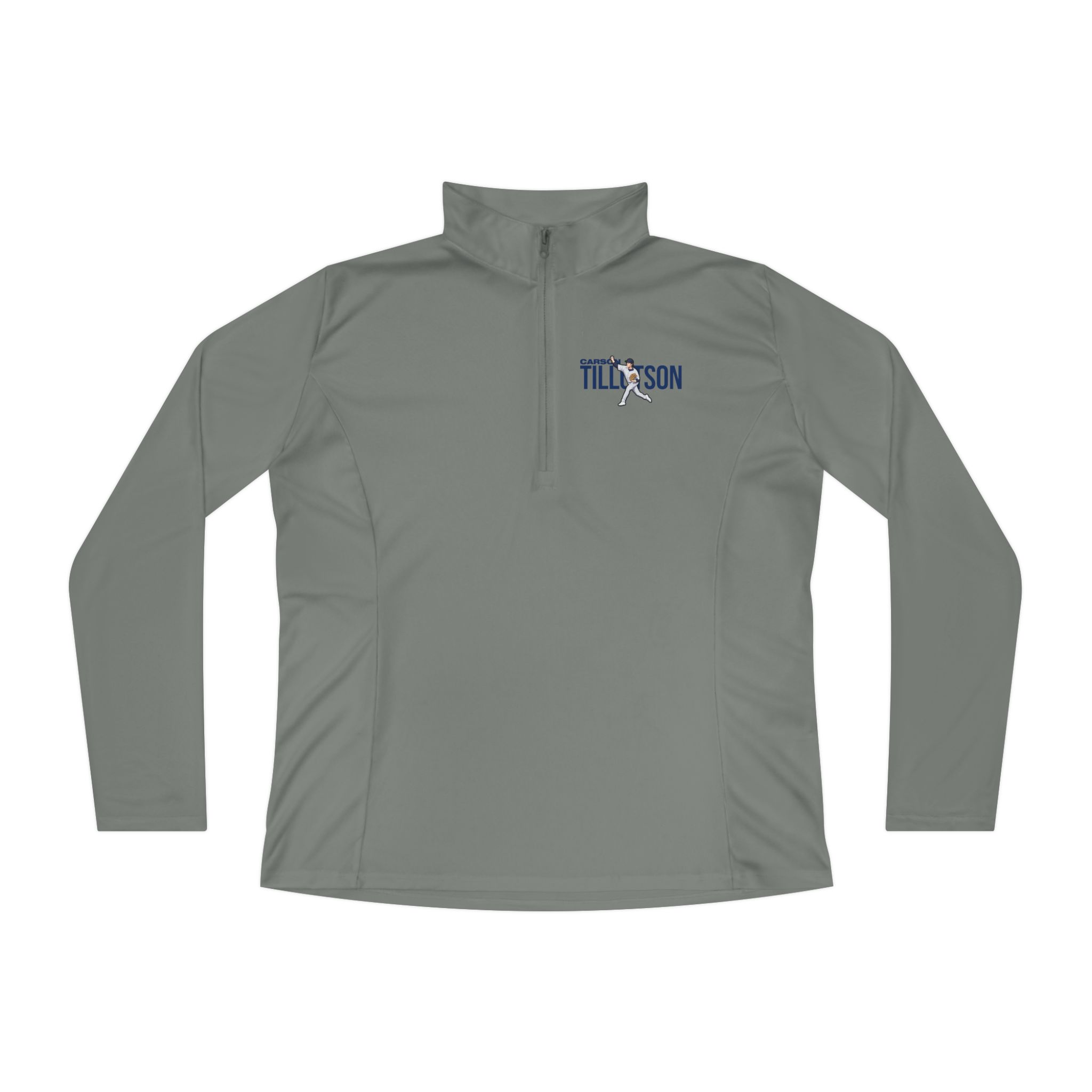 Women's Q-Zip Pullover — character_player_name in Grey