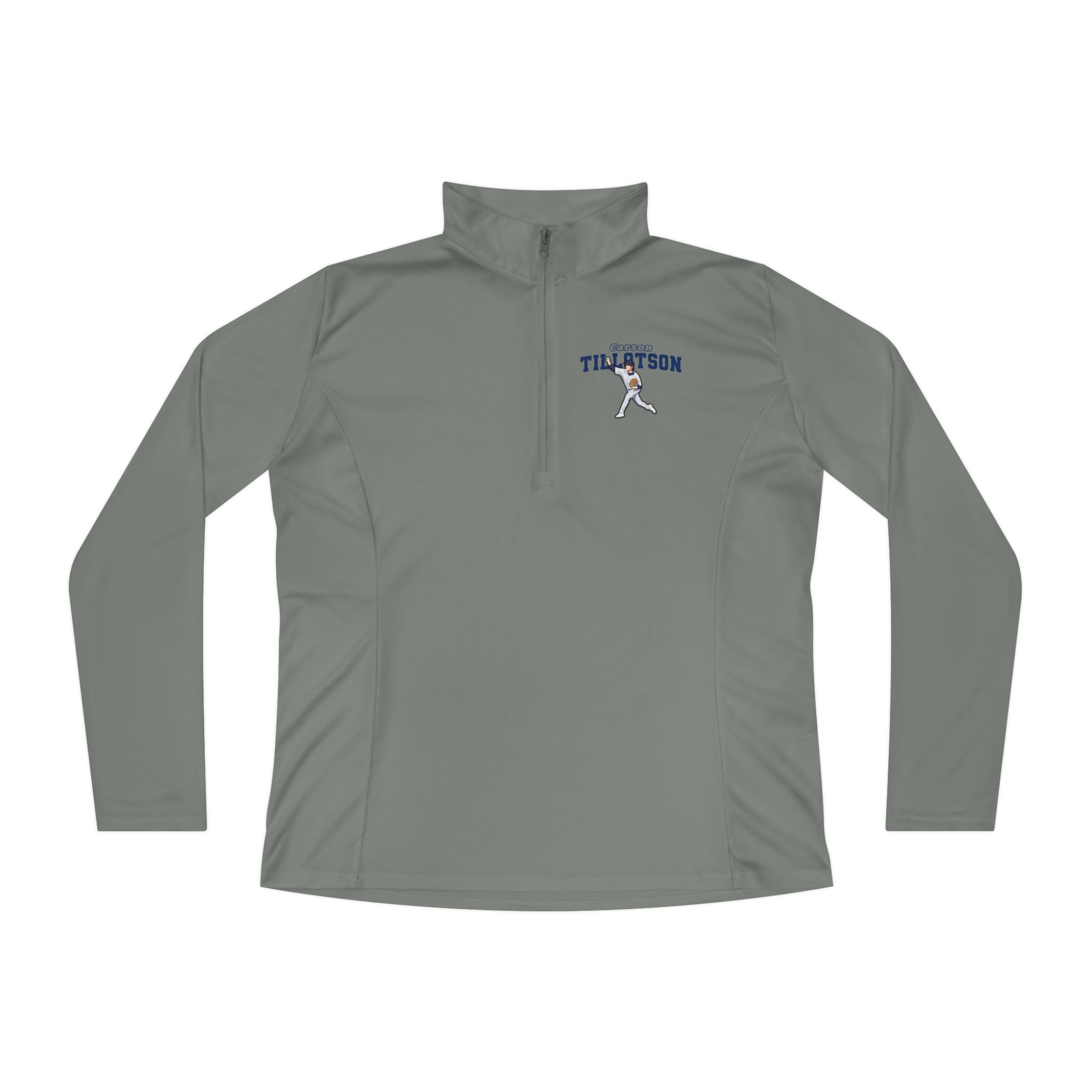 Women's Q-Zip Pullover — character_name_arch in Grey