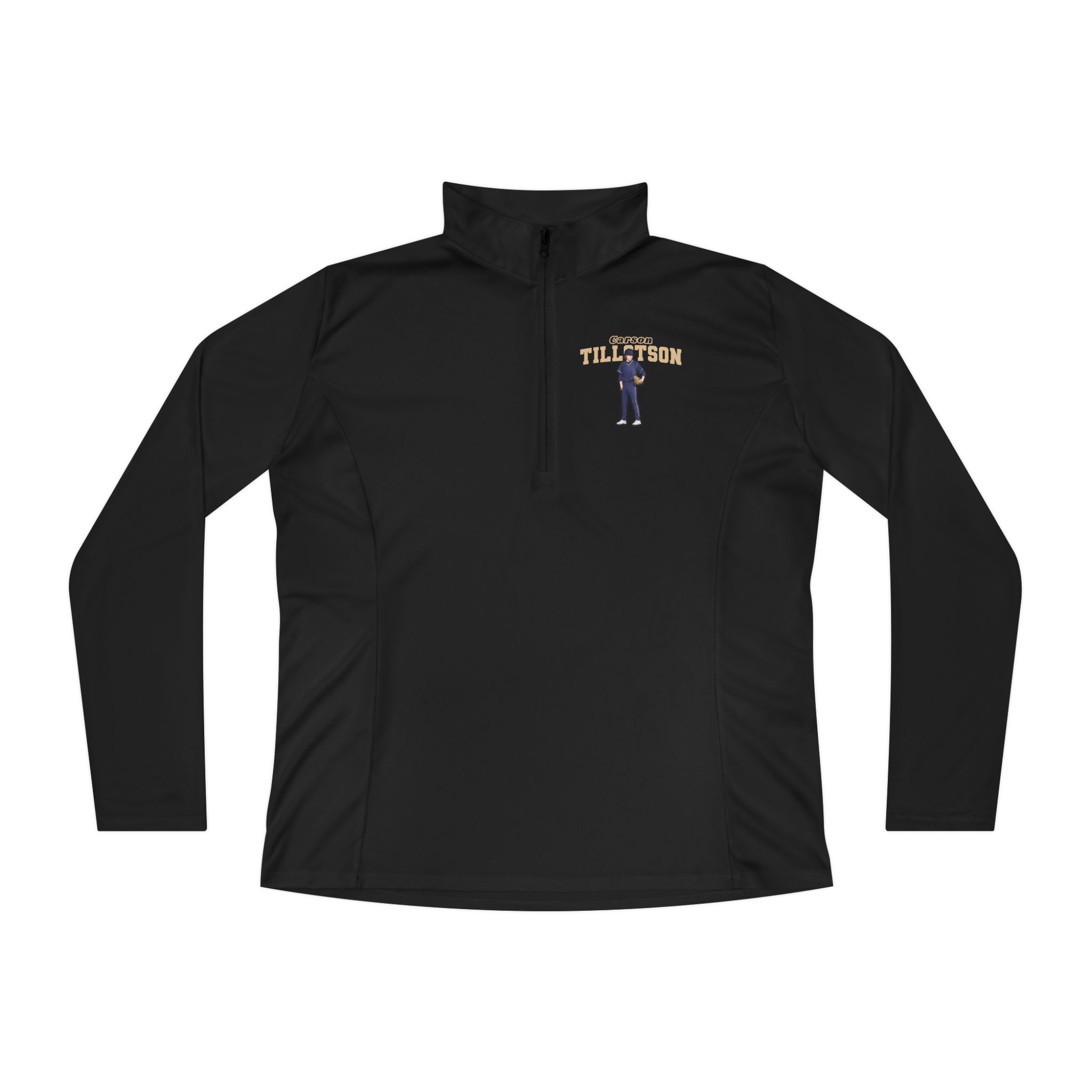 Women's Q-Zip Pullover — character_name_arch in Black