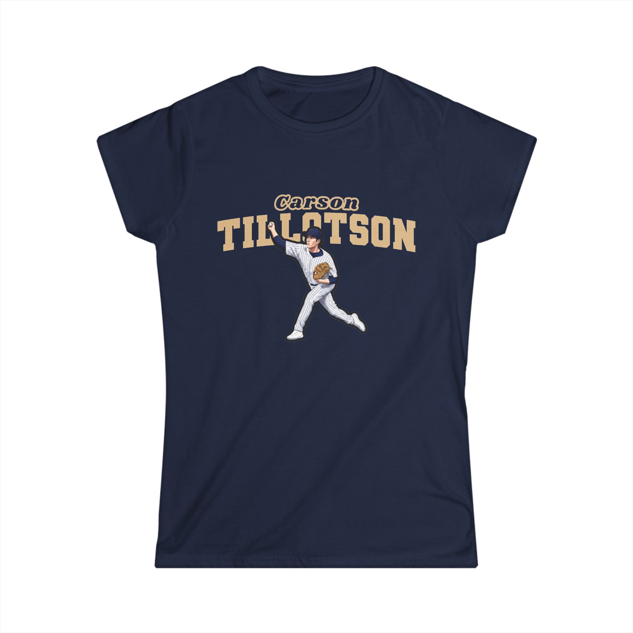 Women's Softstyle Tee — character_name_arch in Navy