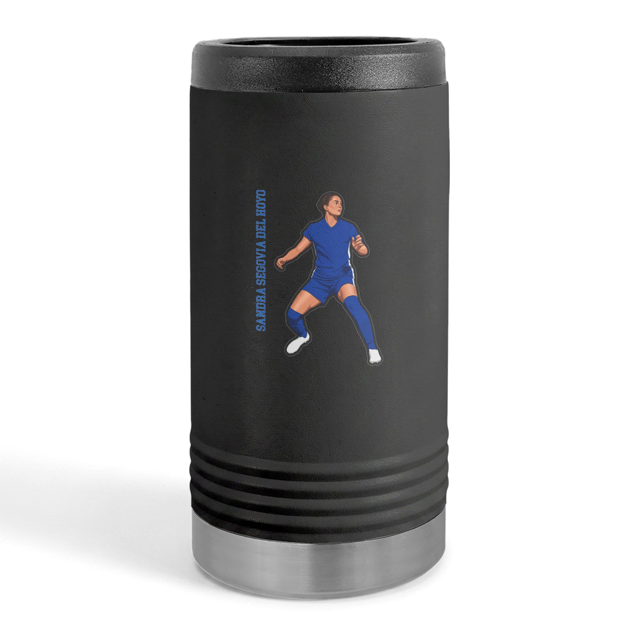 Slim Stainless Can Cooler — character_name_vertical in Black