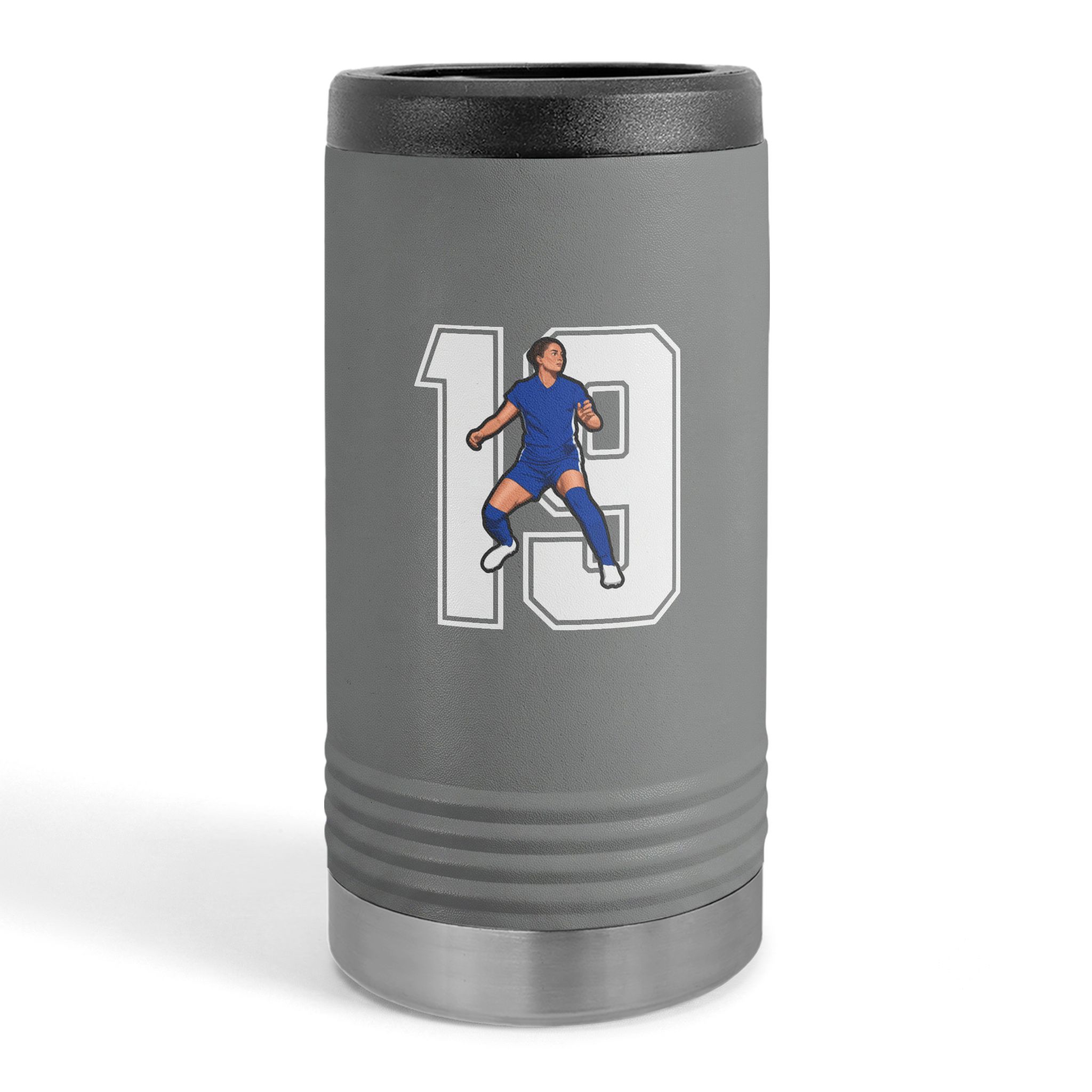 Slim Stainless Can Cooler — character_number in Grey