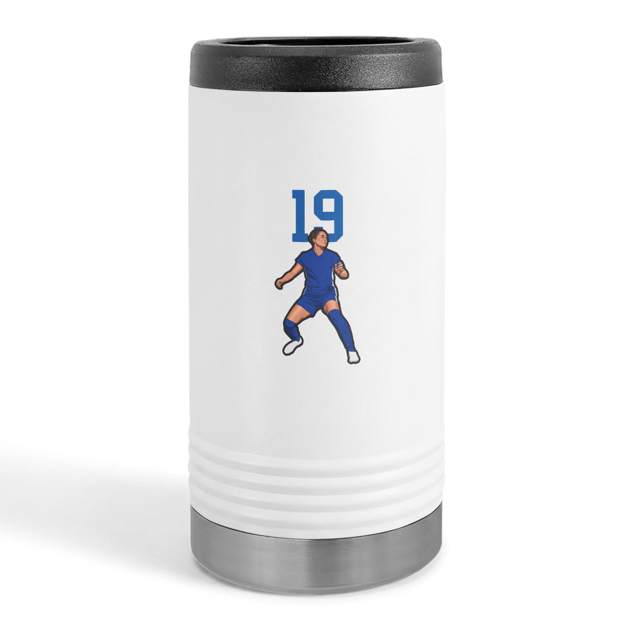 Slim Stainless Can Cooler — character_number_top in White