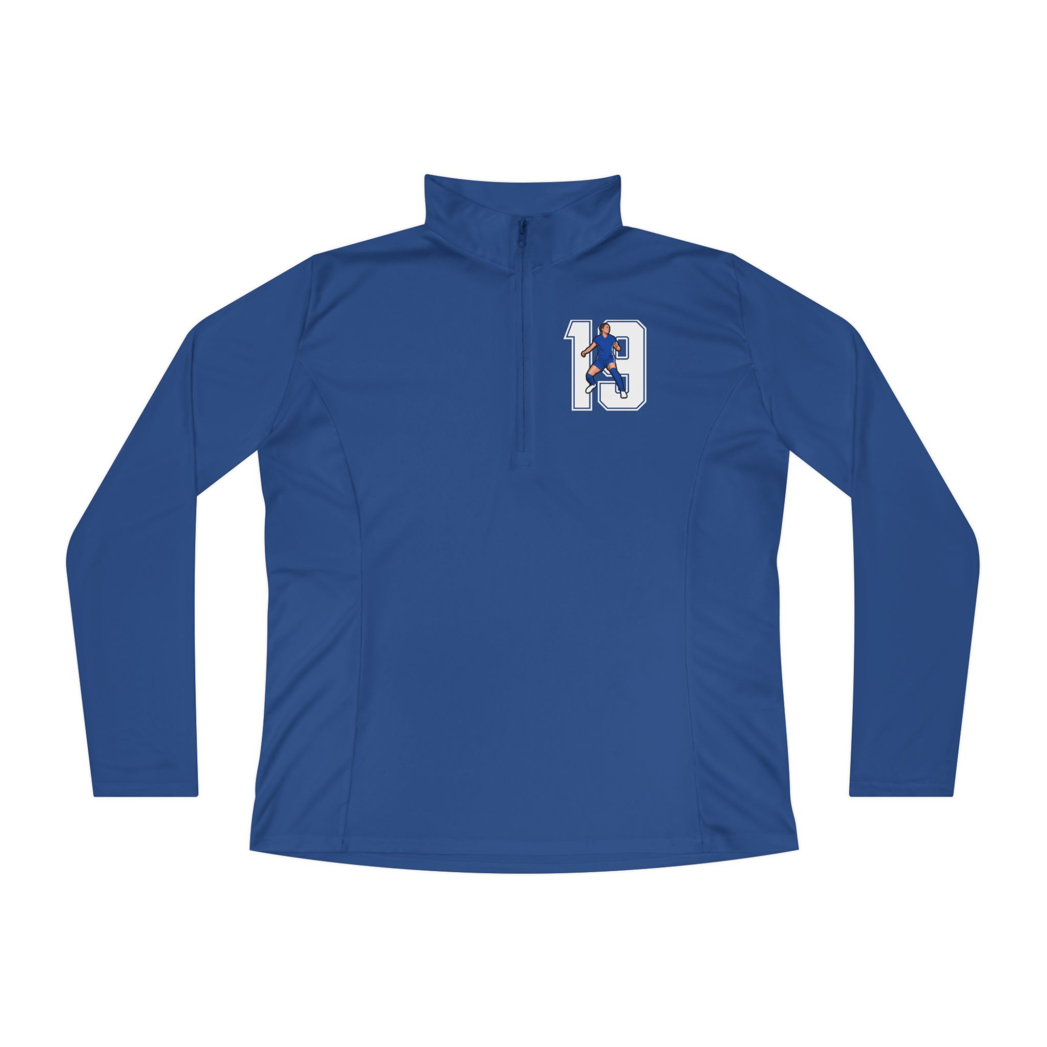 Women's Q-Zip Pullover — character_number in Royal