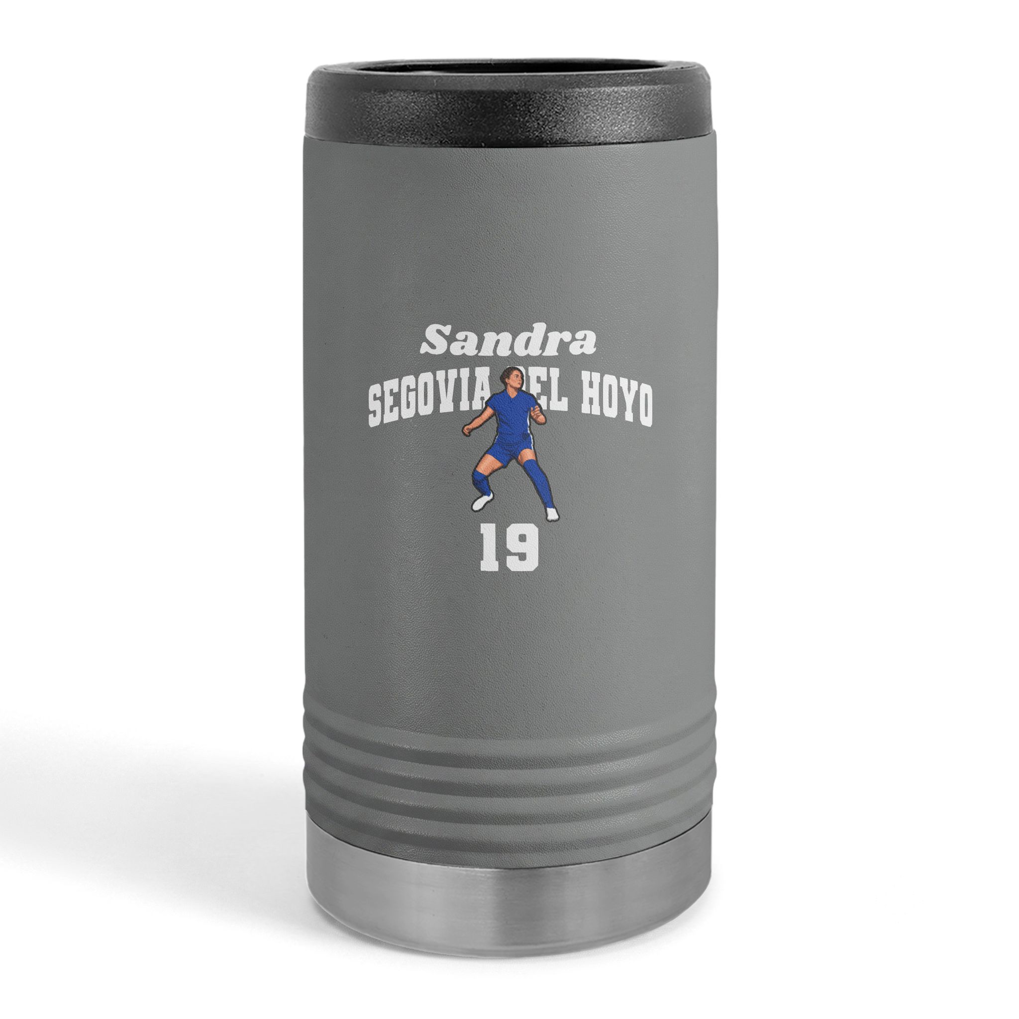 Slim Stainless Can Cooler — character_signature_arch in Grey