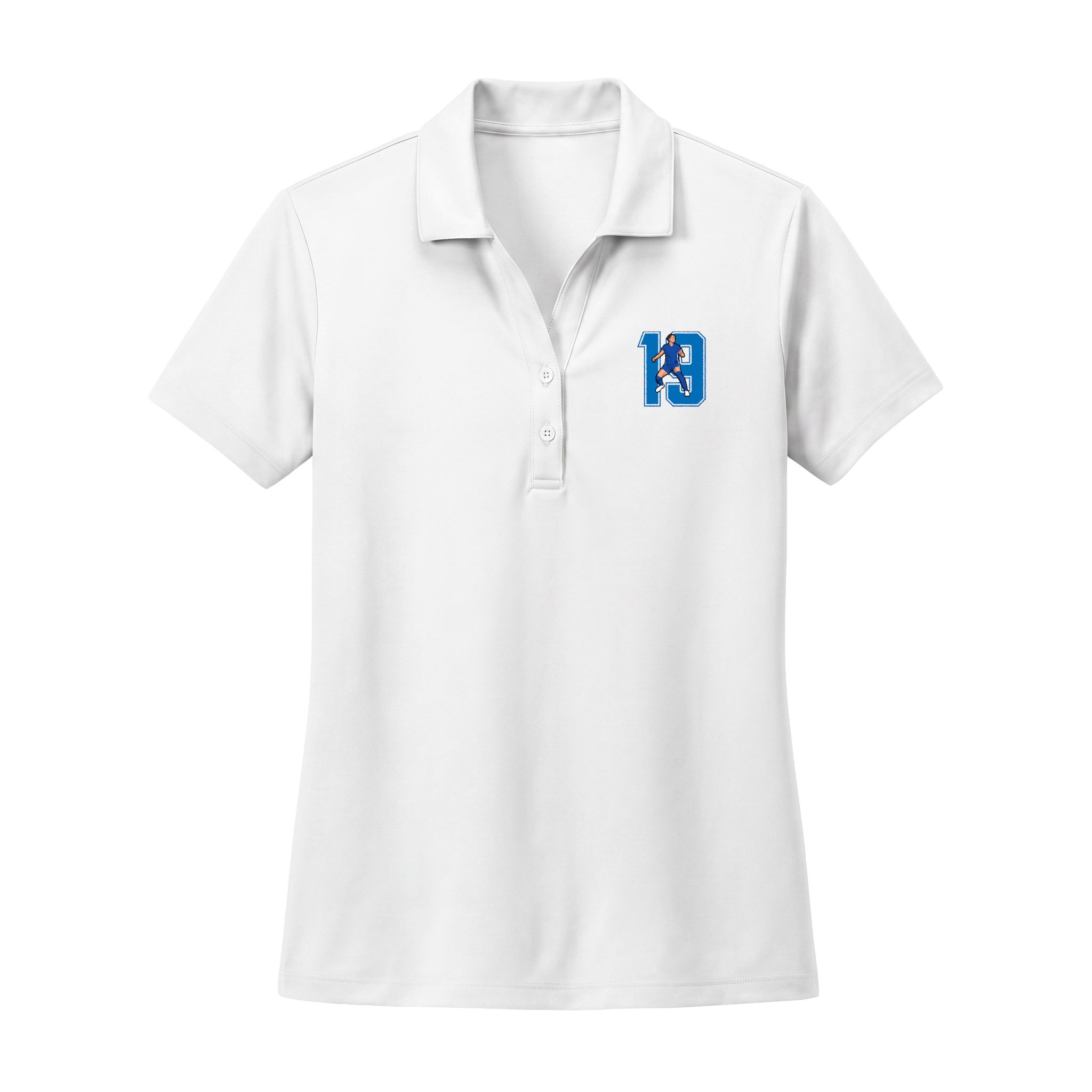 Women's Polo — character_number in White