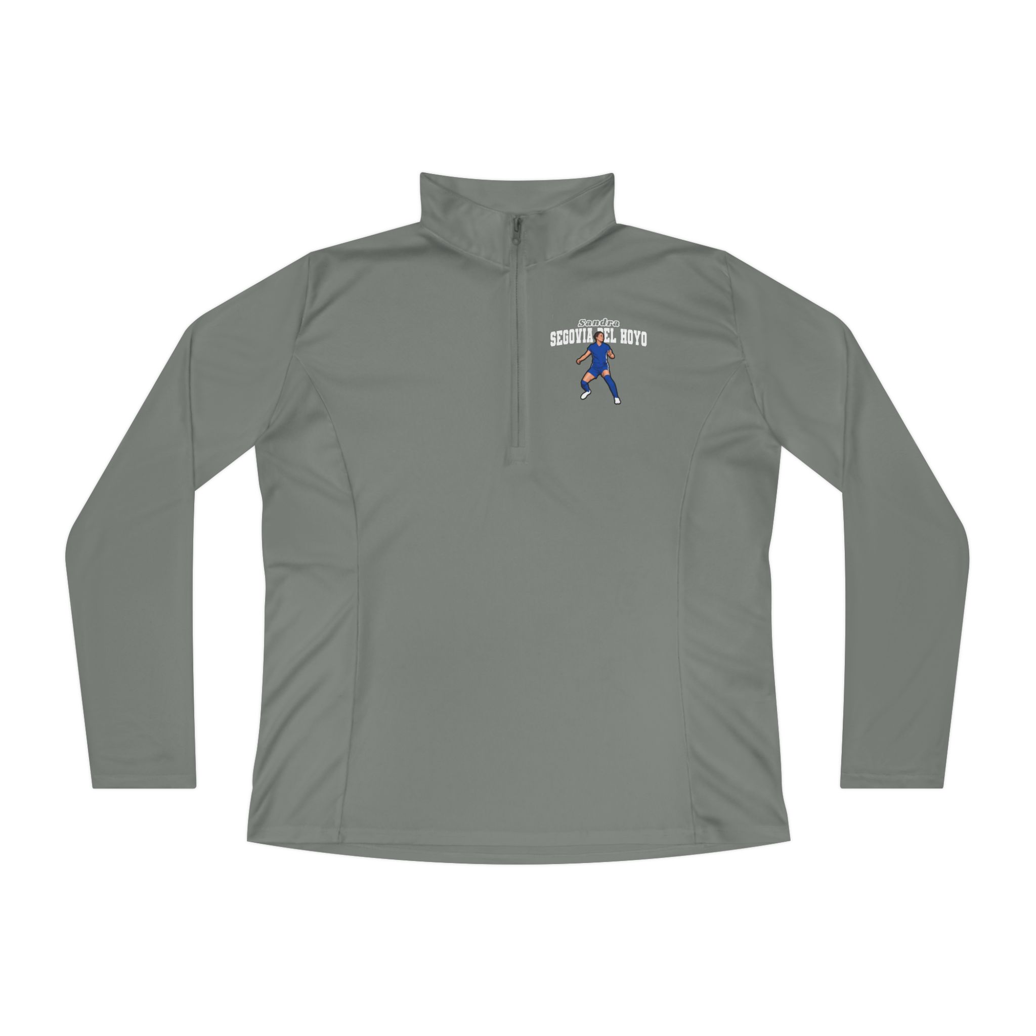 Women's Q-Zip Pullover — character_name_arch in Grey