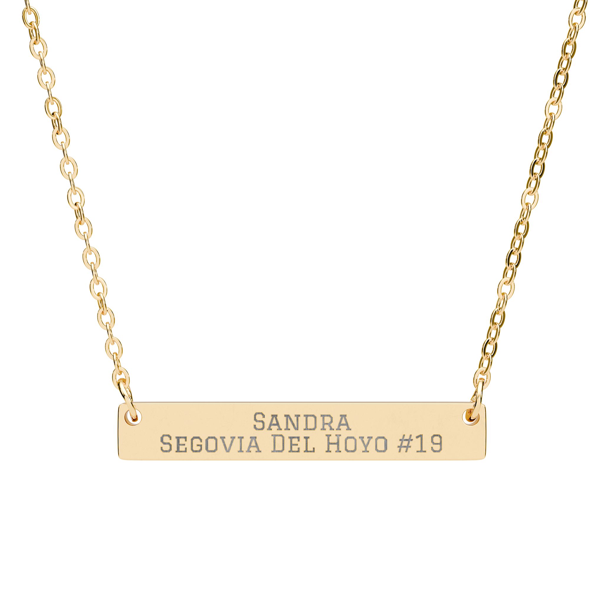 Engraved Bar Necklace — Name & Number in Gold