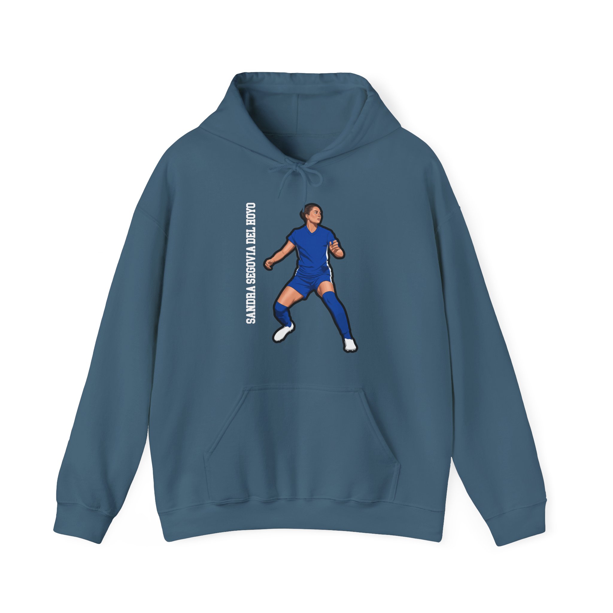 Hoodie — character_name_vertical in Blue