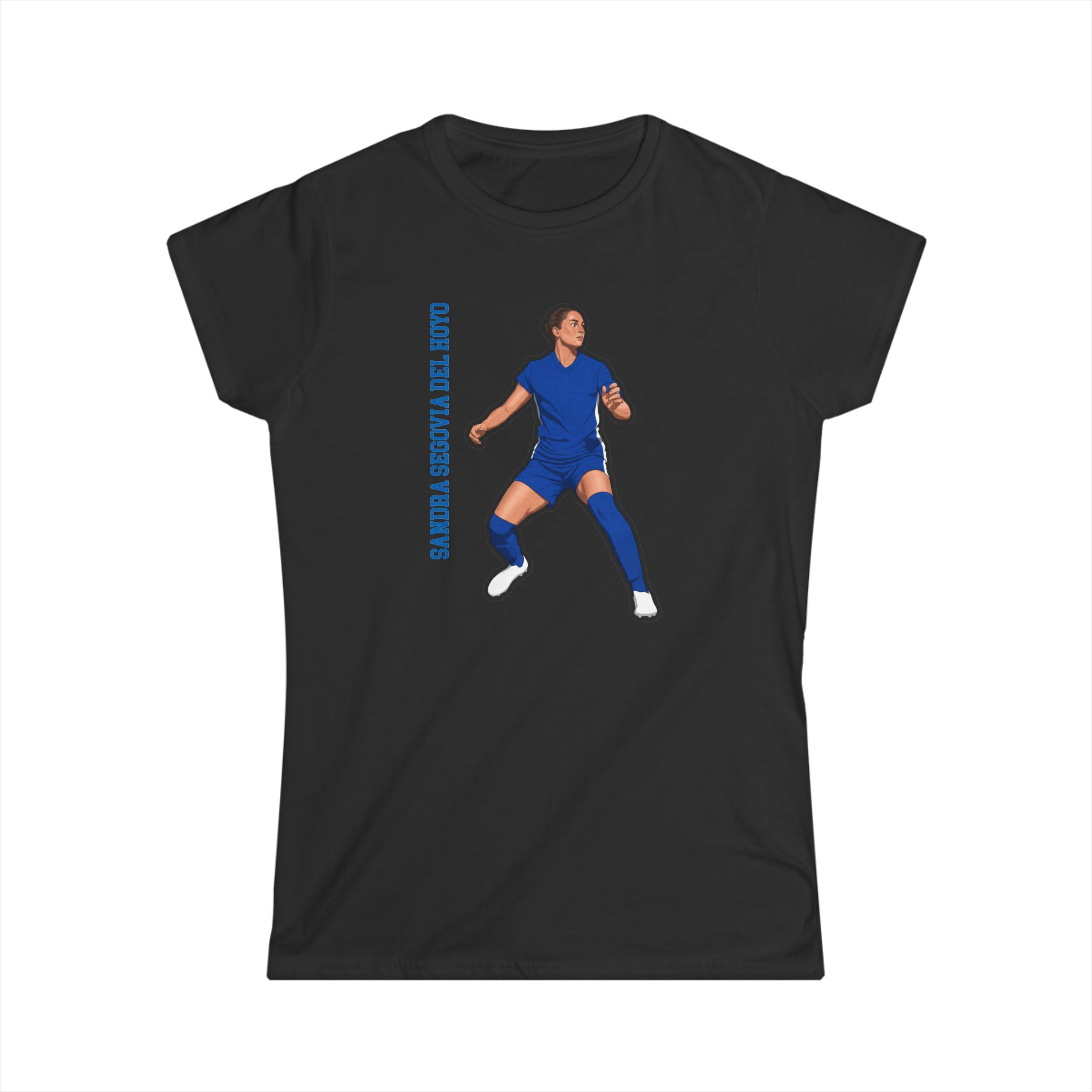 Women's Softstyle Tee — character_name_vertical in Black