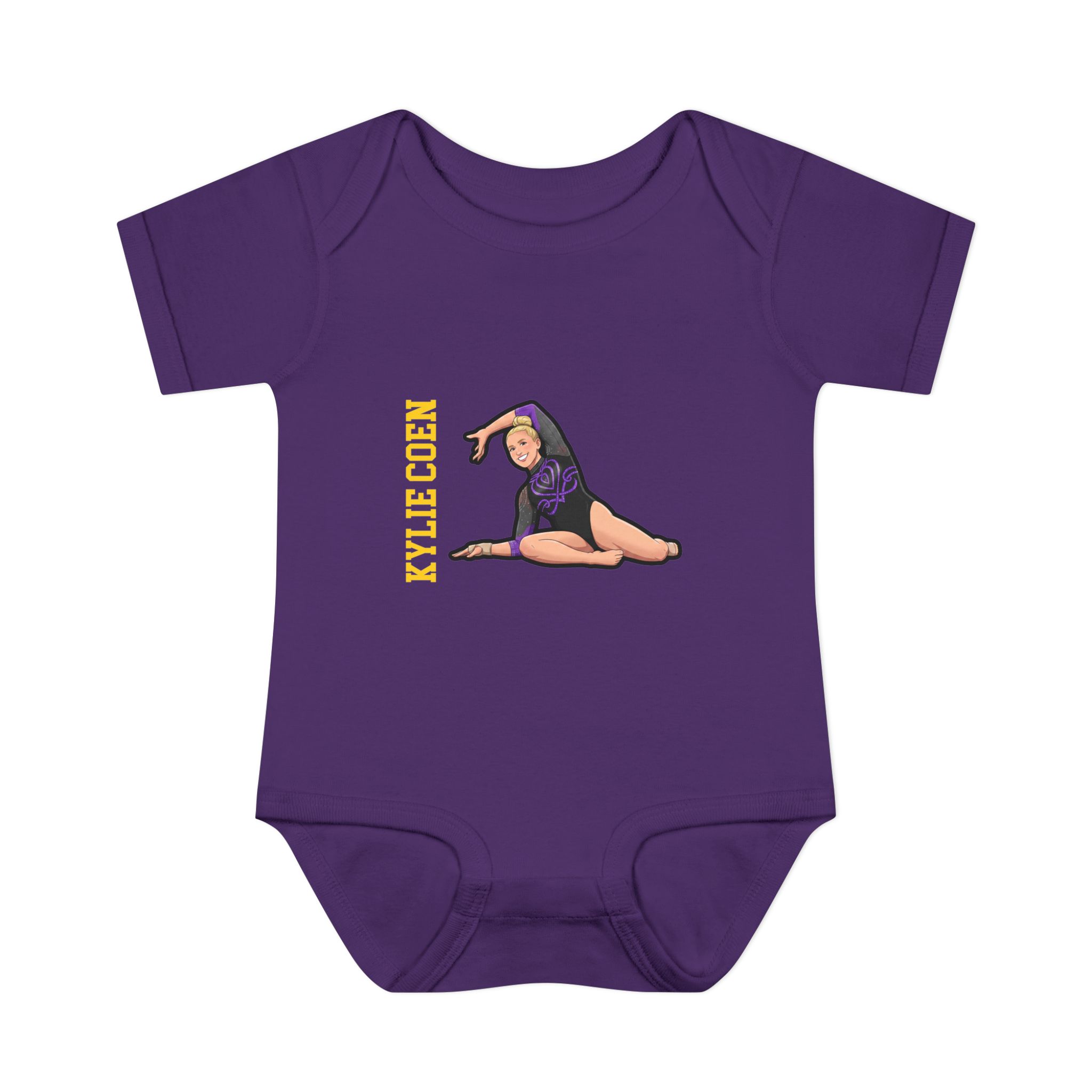 Baby Onesie — character_name_vertical in Purple