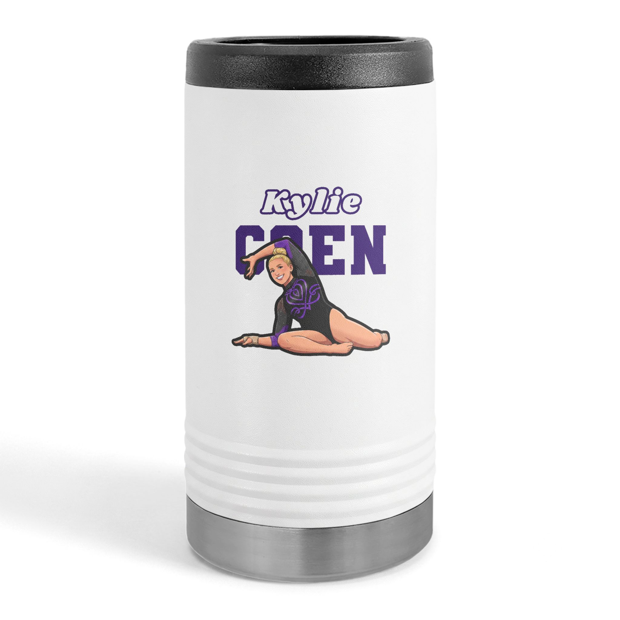 Slim Stainless Can Cooler — character_name_arch in White