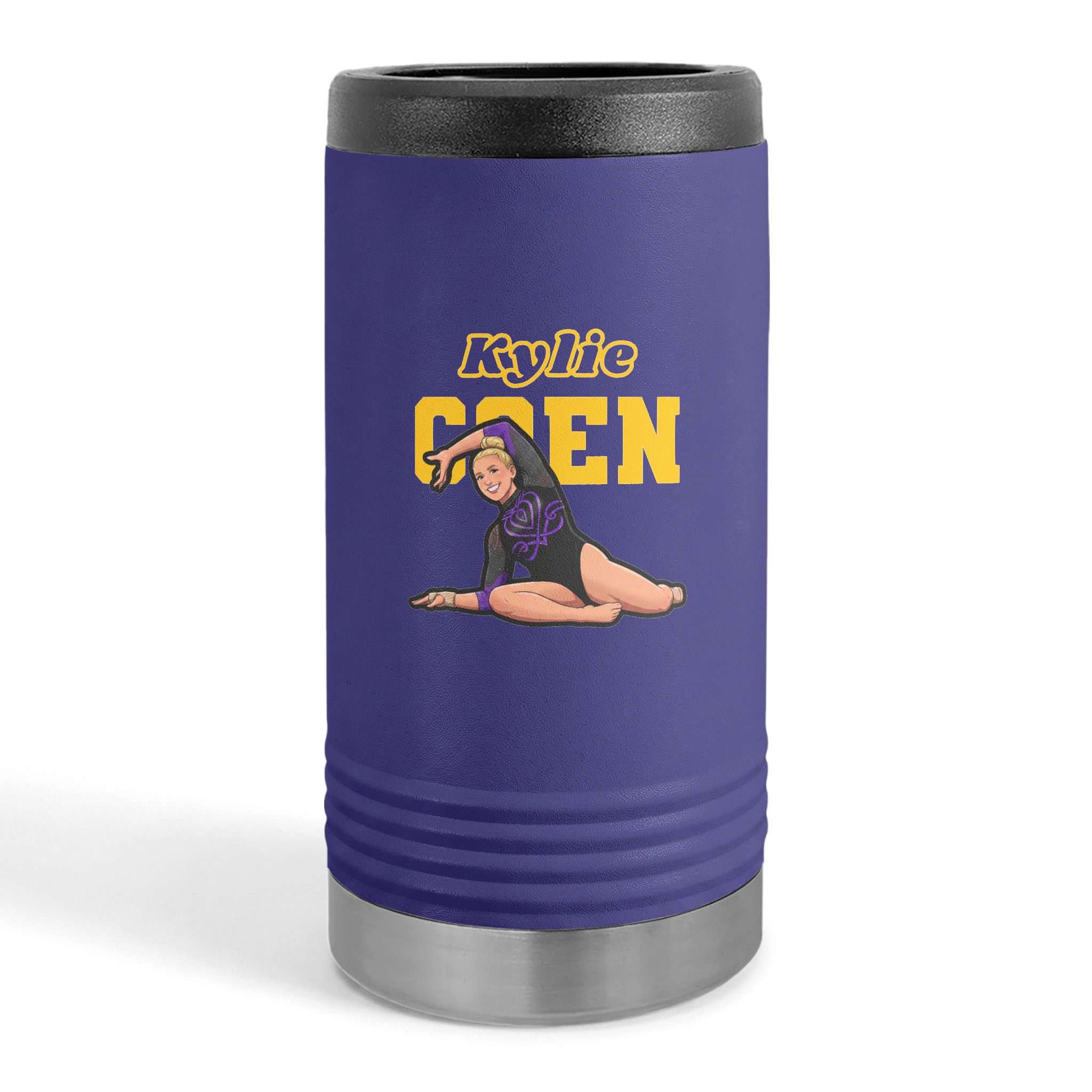 Slim Stainless Can Cooler — character_name_arch in Purple