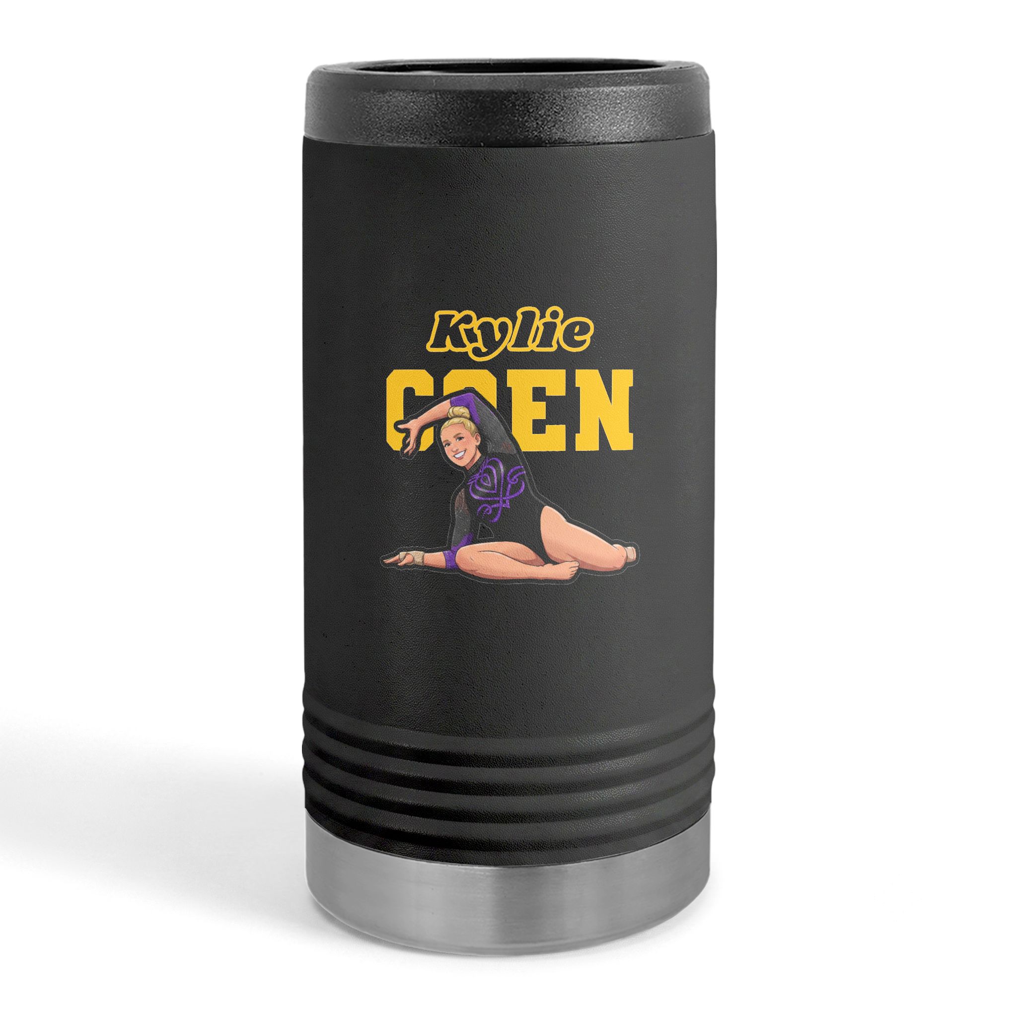 Slim Stainless Can Cooler — character_name_arch in Black