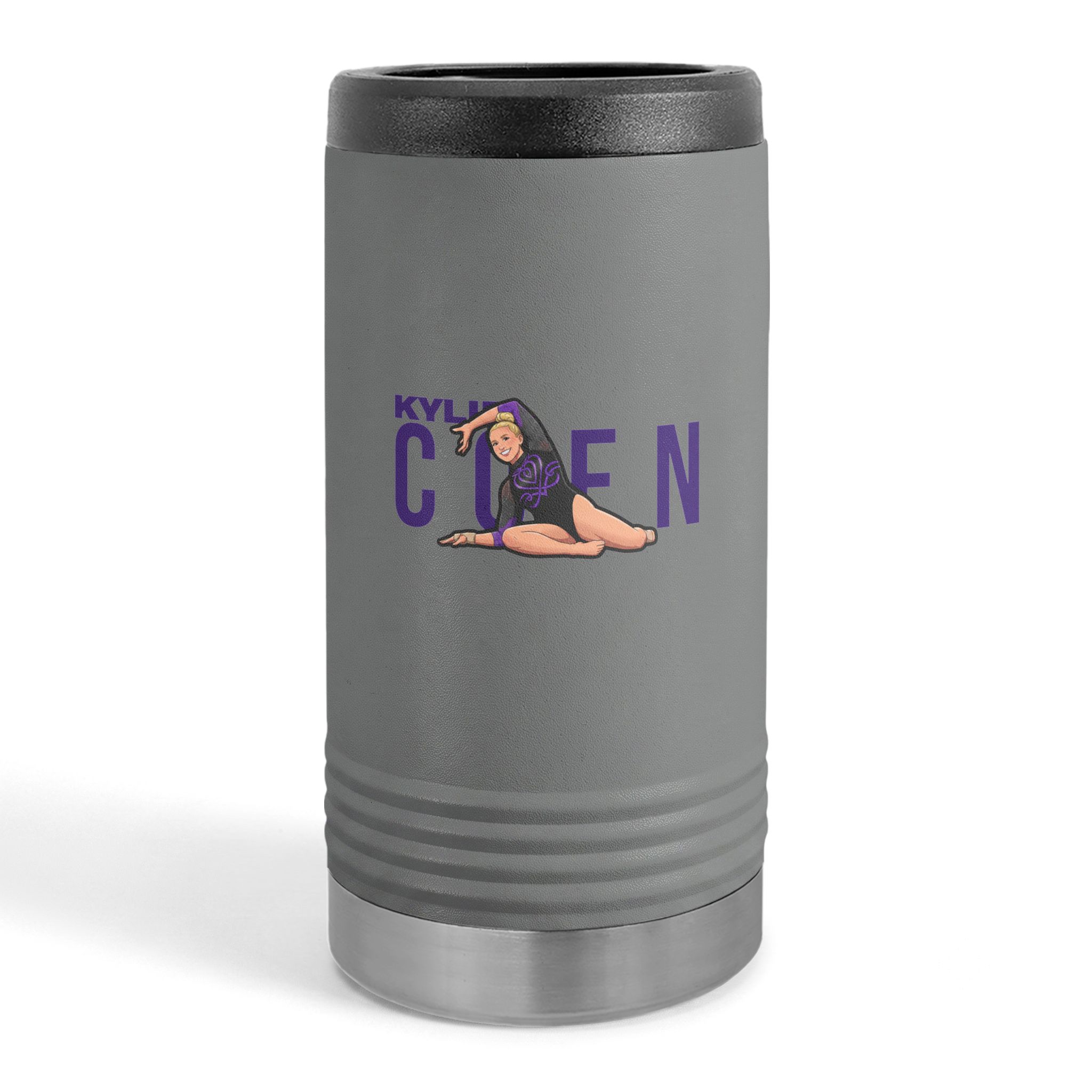 Slim Stainless Can Cooler — character_player_name in Grey