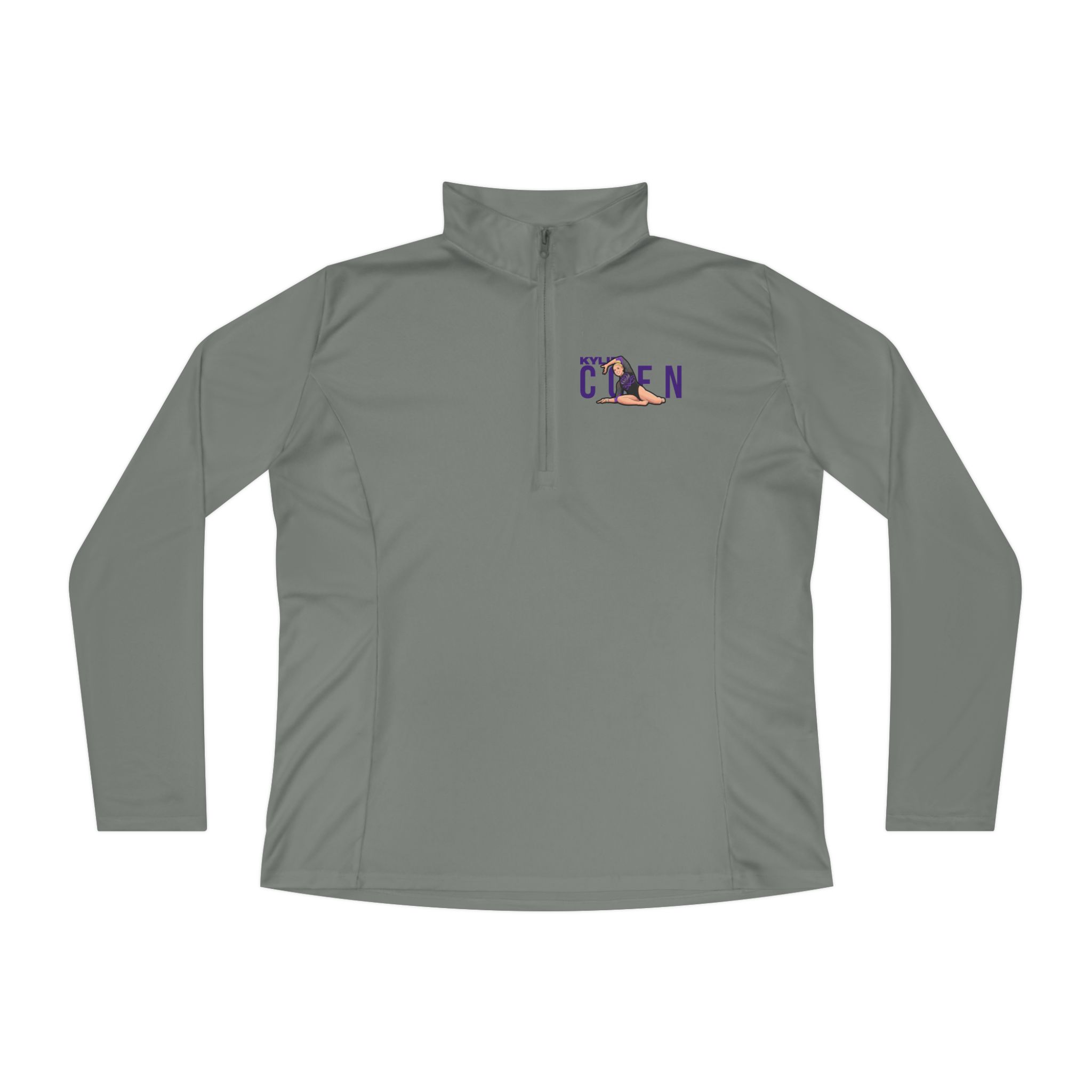 Women's Q-Zip Pullover — character_player_name in Grey
