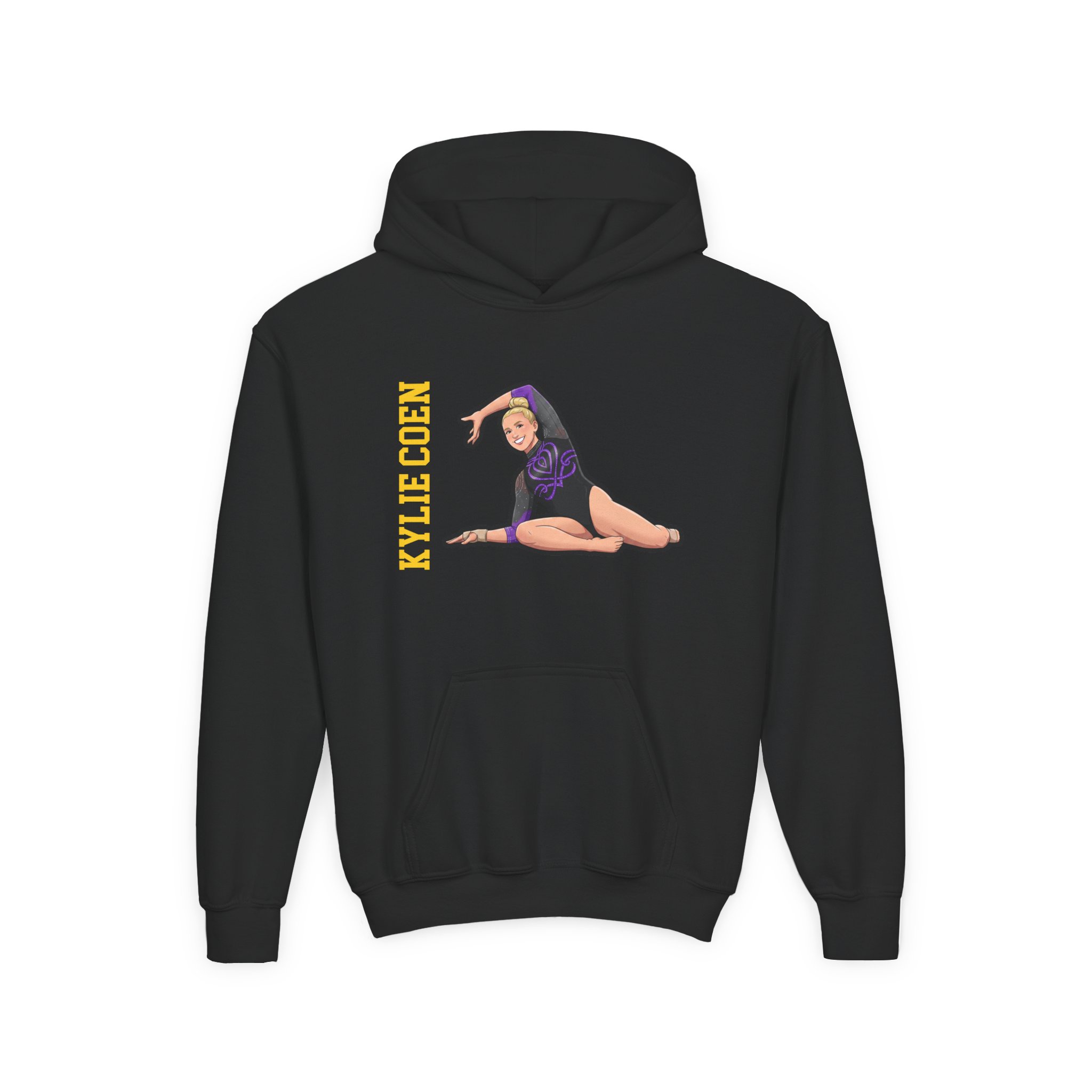 Youth Hoodie — character_name_vertical in Black