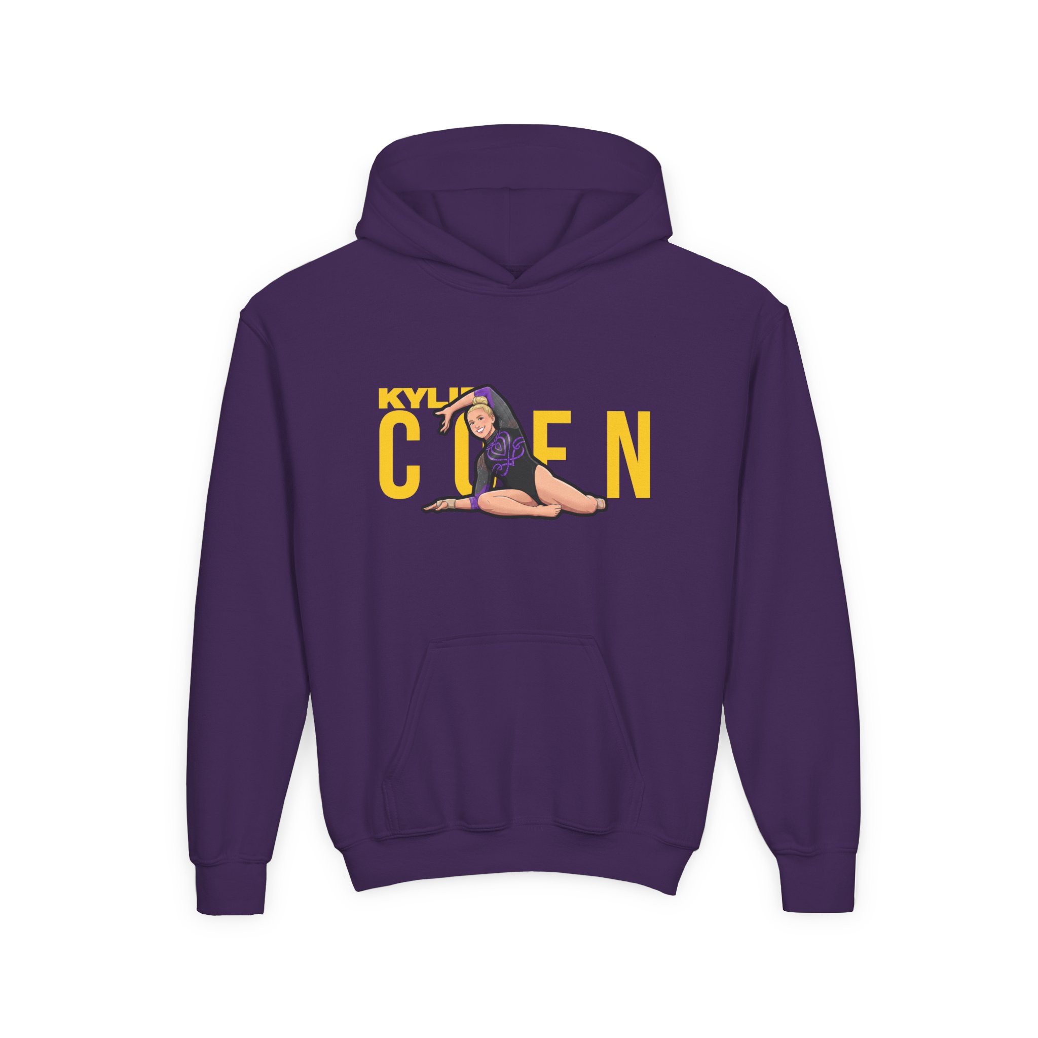 Youth Hoodie — character_player_name in Purple