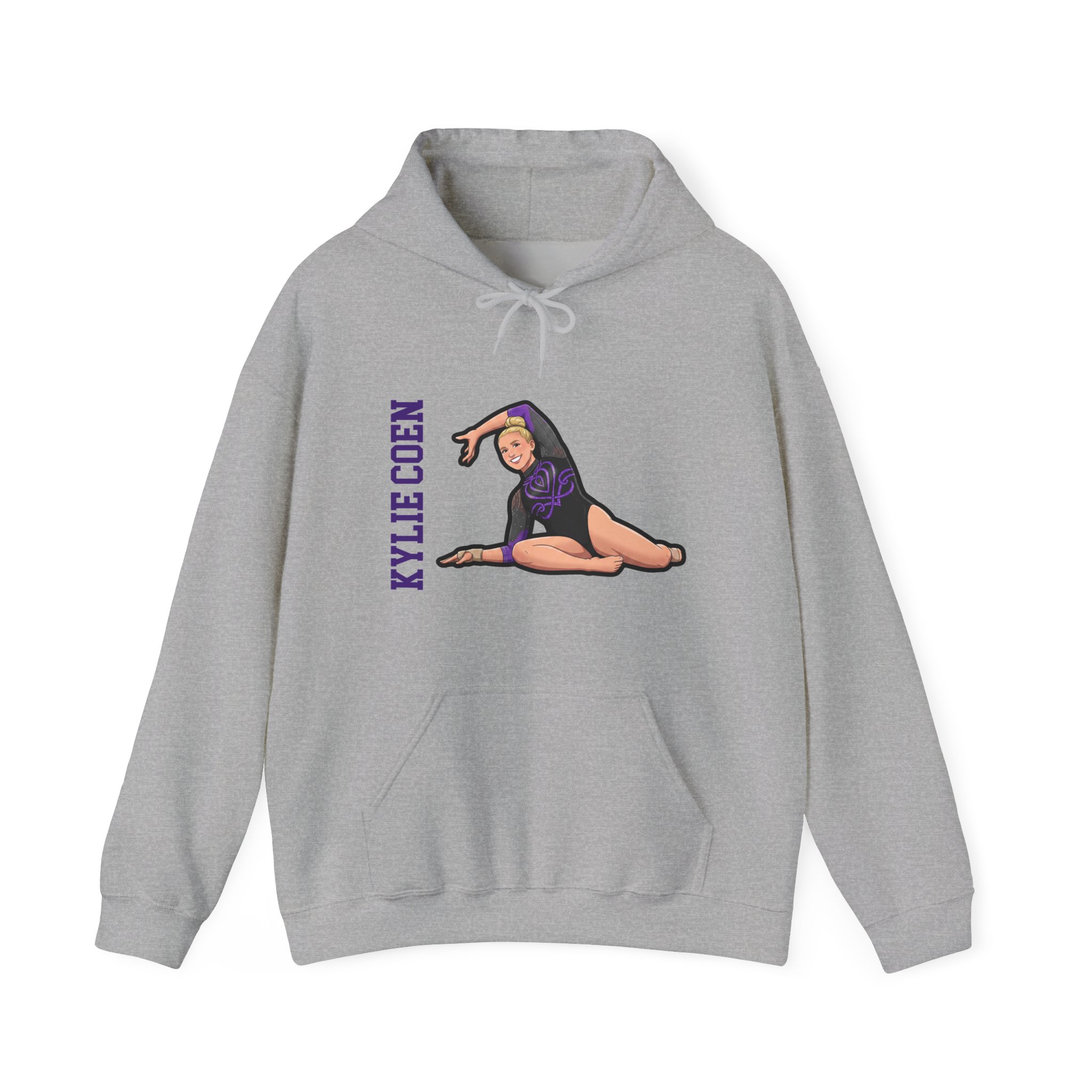 Hoodie — character_name_vertical in Grey