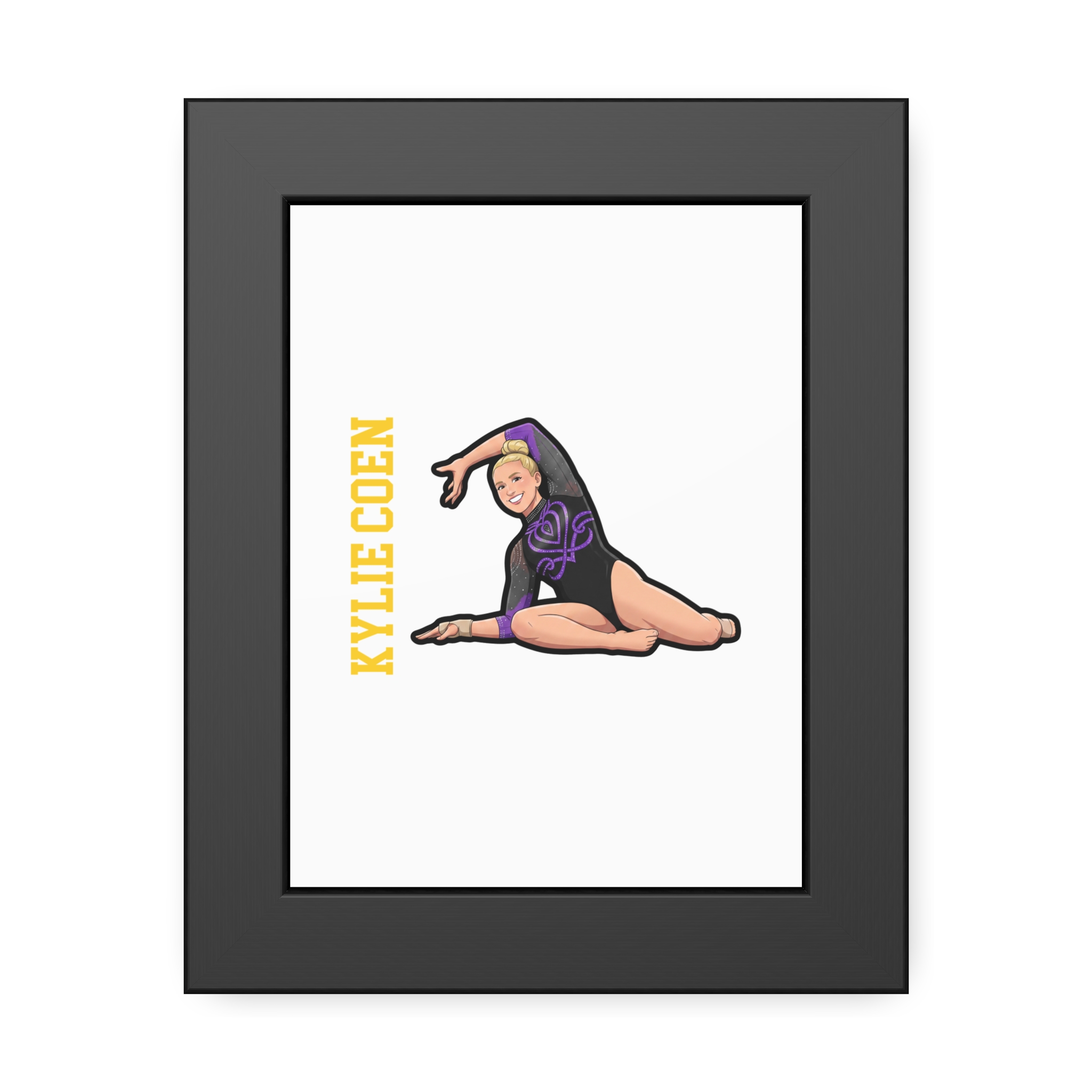 Framed Poster — character_name_vertical in Black