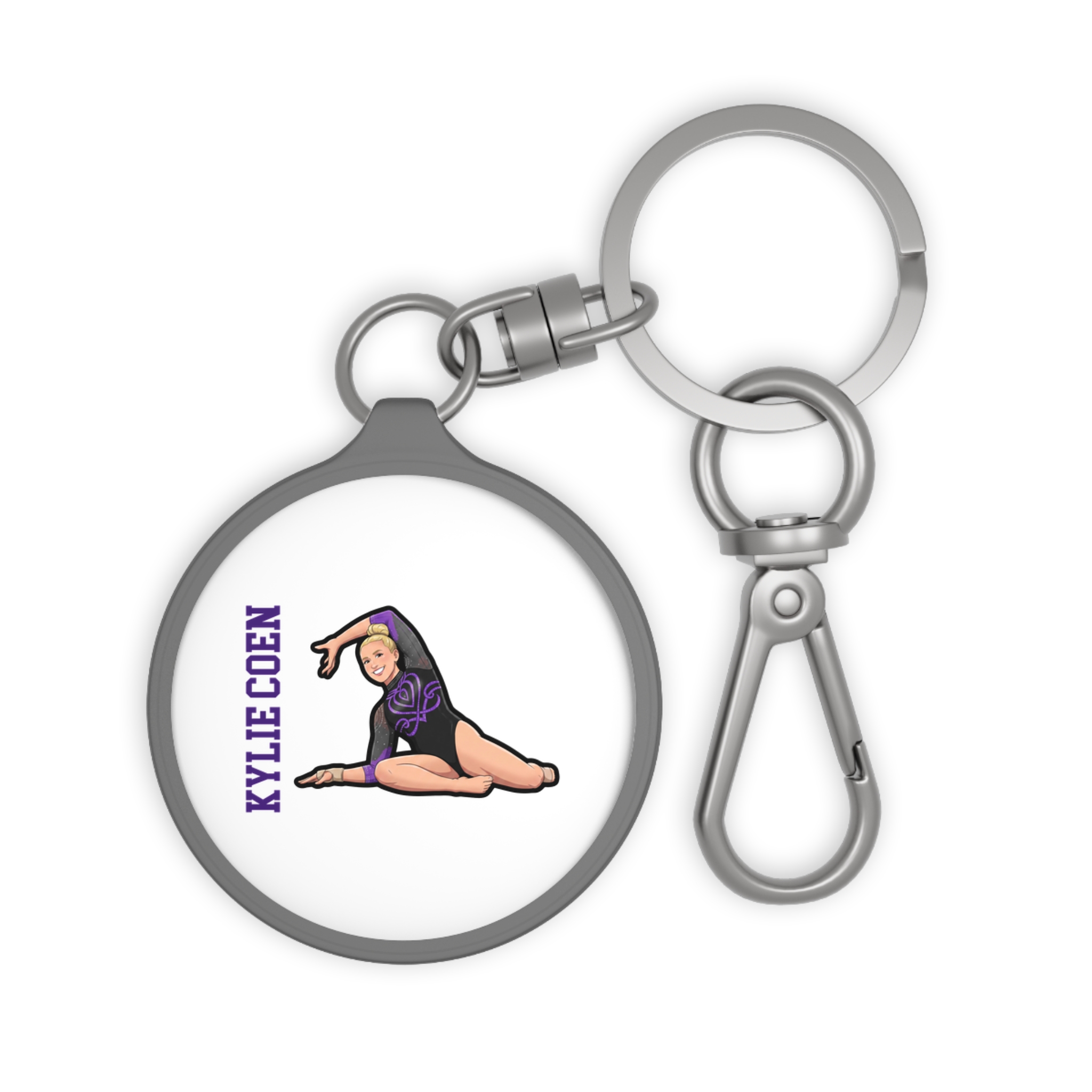 Keychain — character_name_vertical in Grey