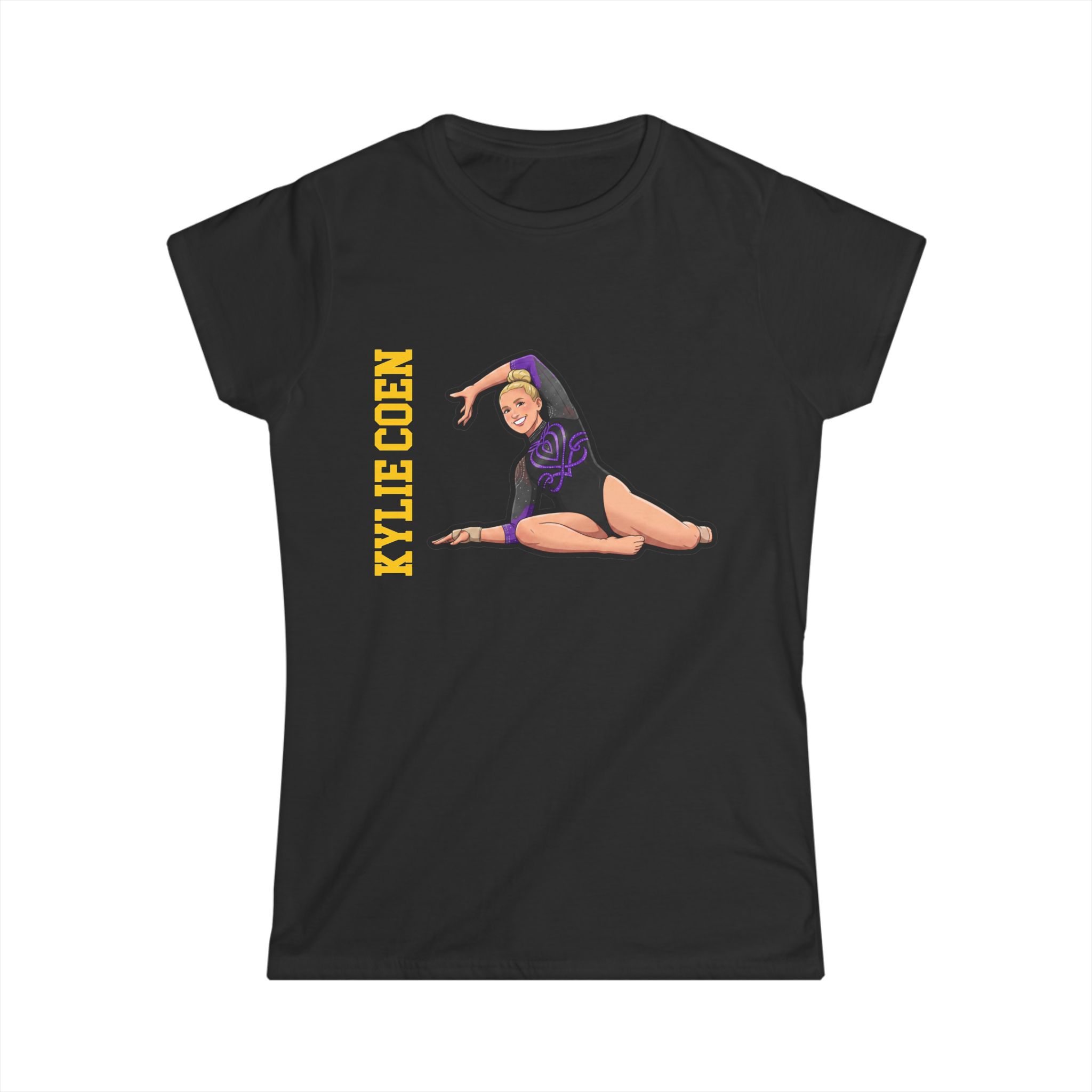 Women's Softstyle Tee — character_name_vertical in Black