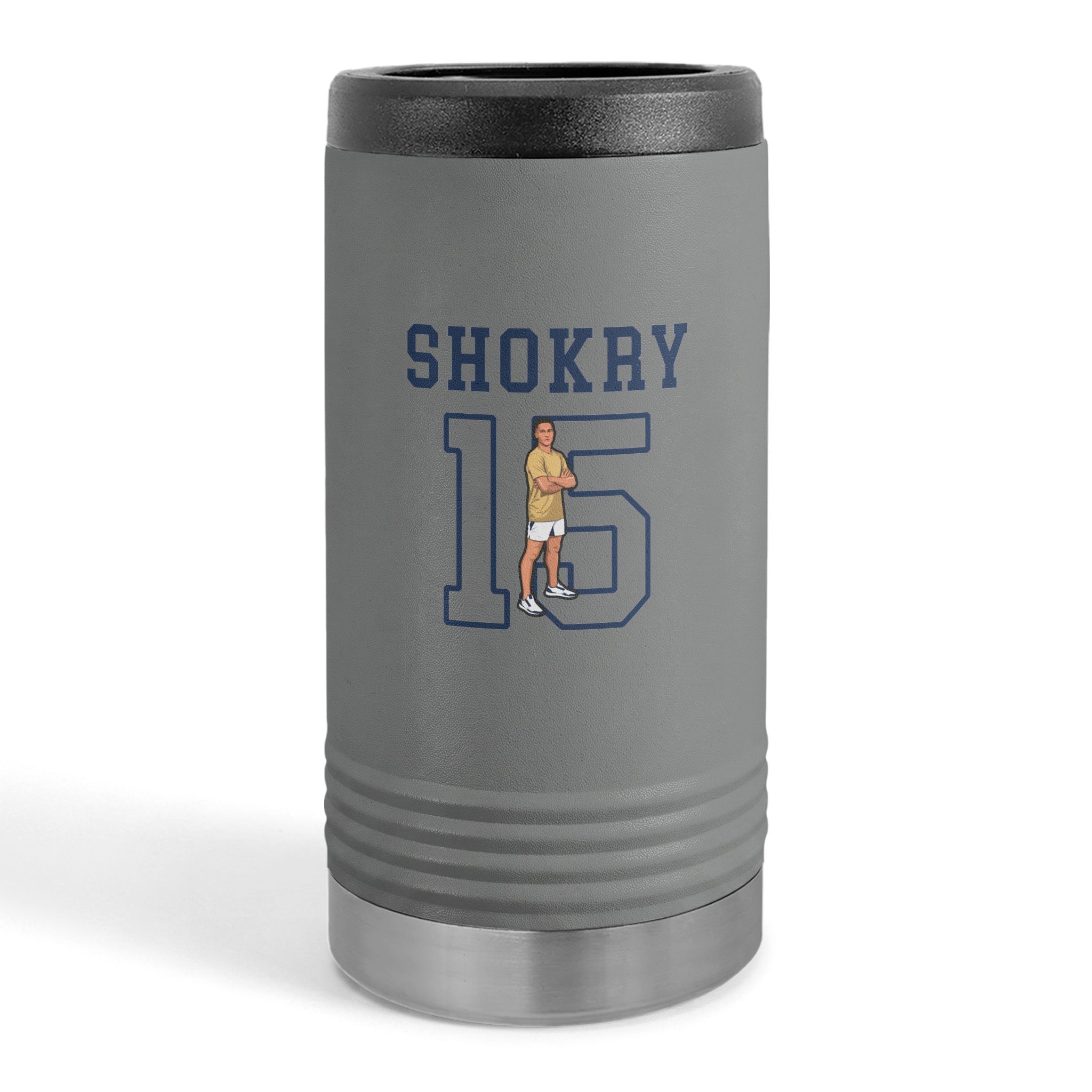 Slim Stainless Can Cooler — character_shirsey in Grey