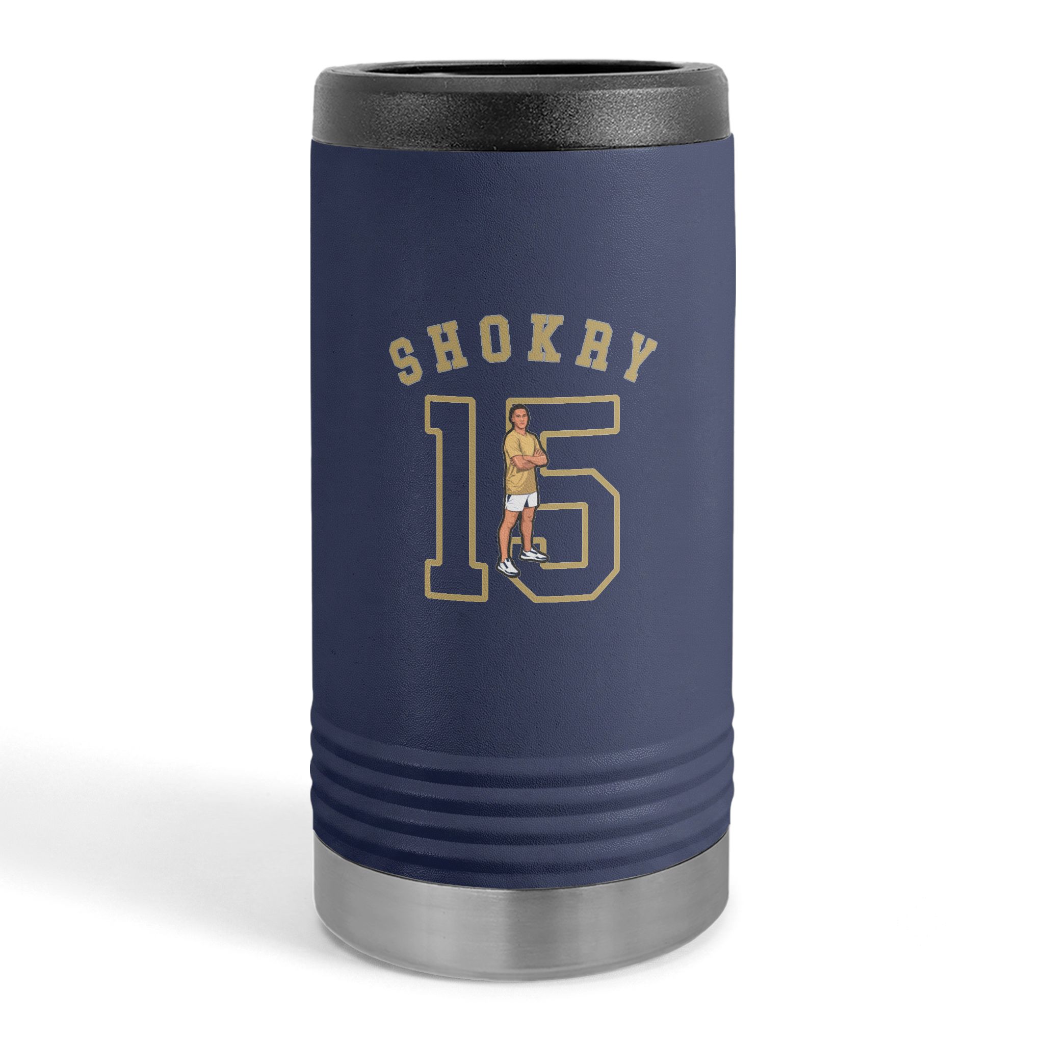 Slim Stainless Can Cooler — character_shirsey_arch in Navy