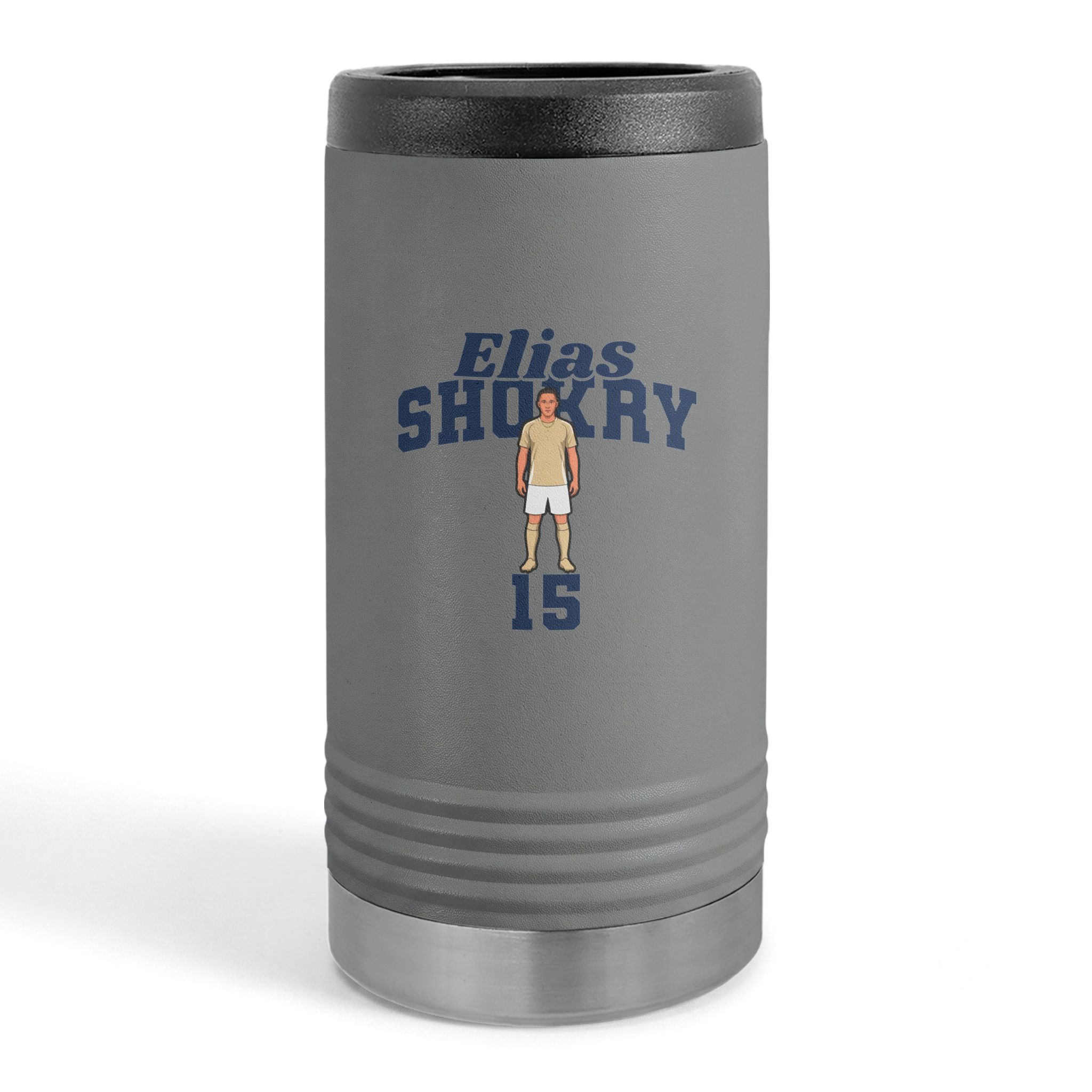 Slim Stainless Can Cooler — character_signature_arch in Grey