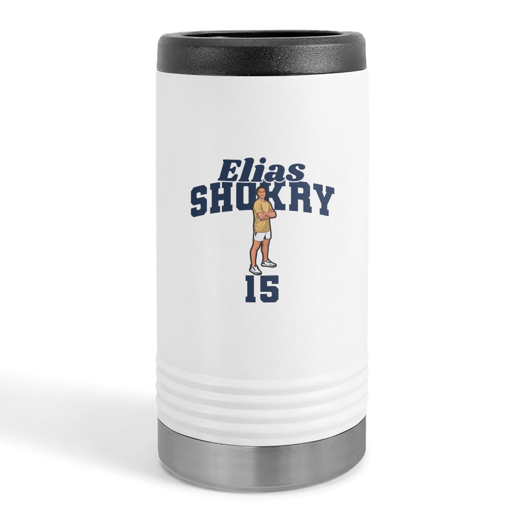 Slim Stainless Can Cooler — character_signature_arch in White