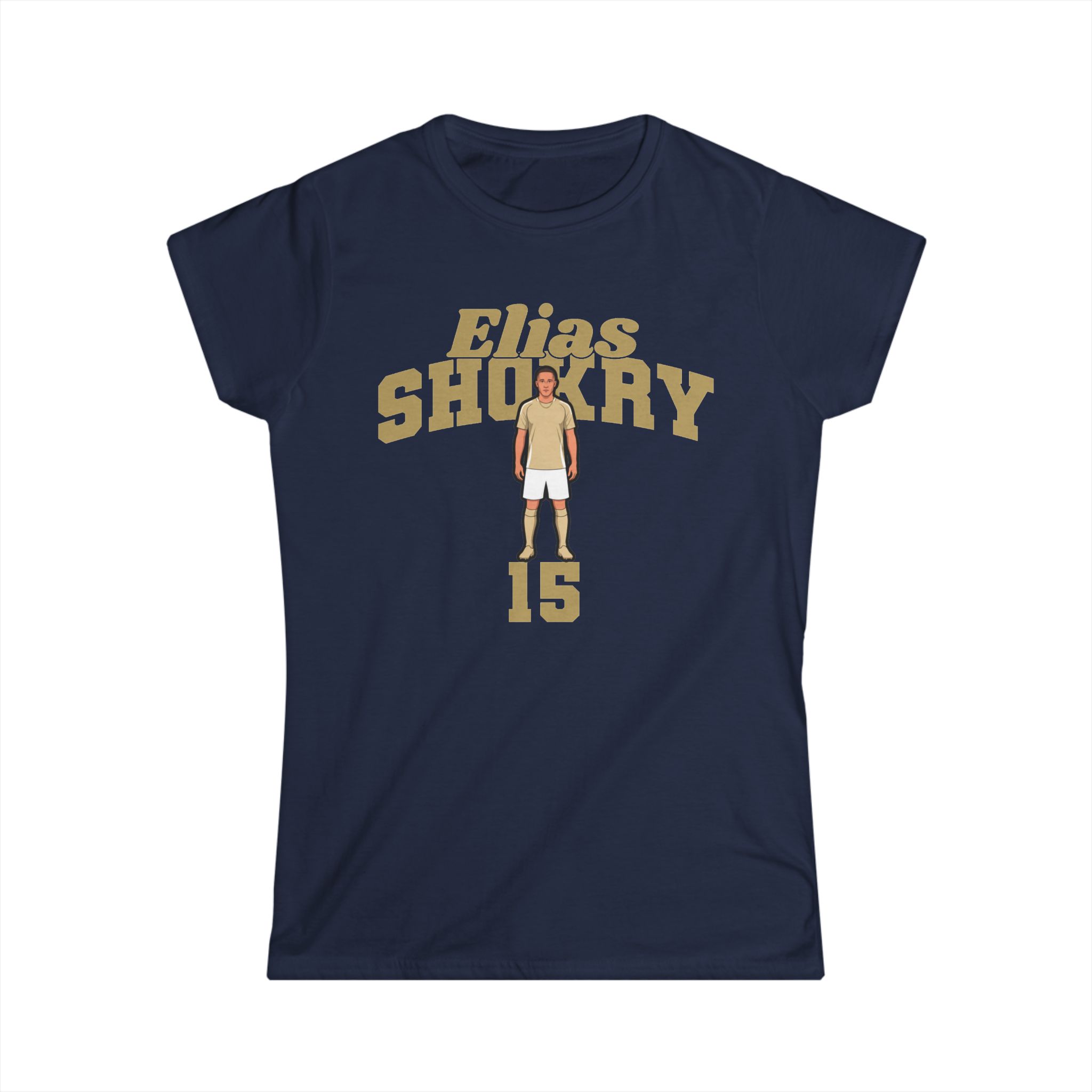 Women's Softstyle Tee — character_signature_arch in Navy