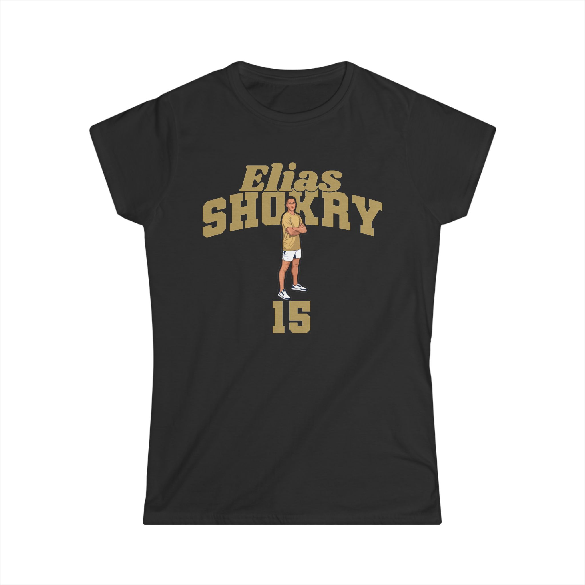 Women's Softstyle Tee — character_signature_arch in Black