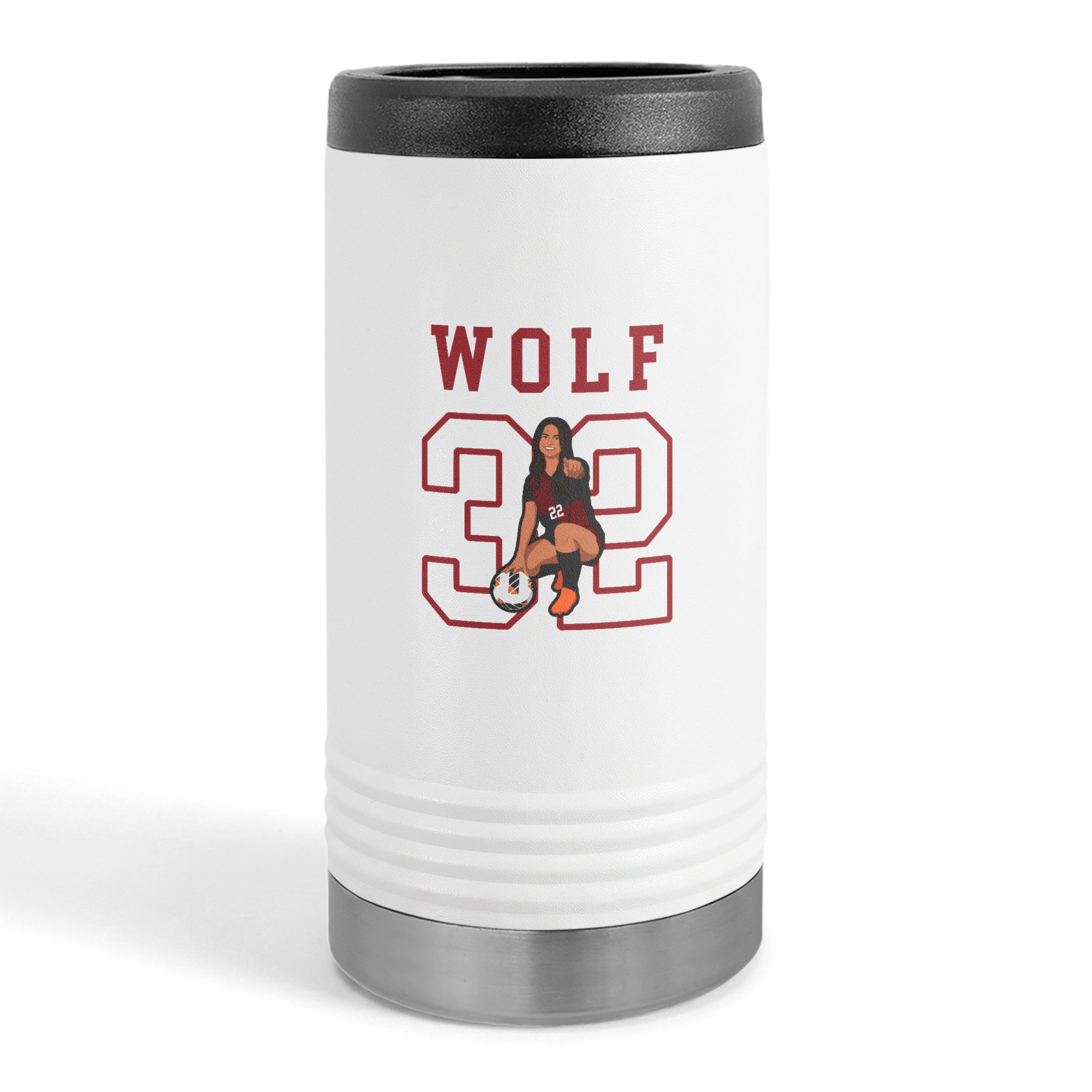 Slim Stainless Can Cooler — character_shirsey in White