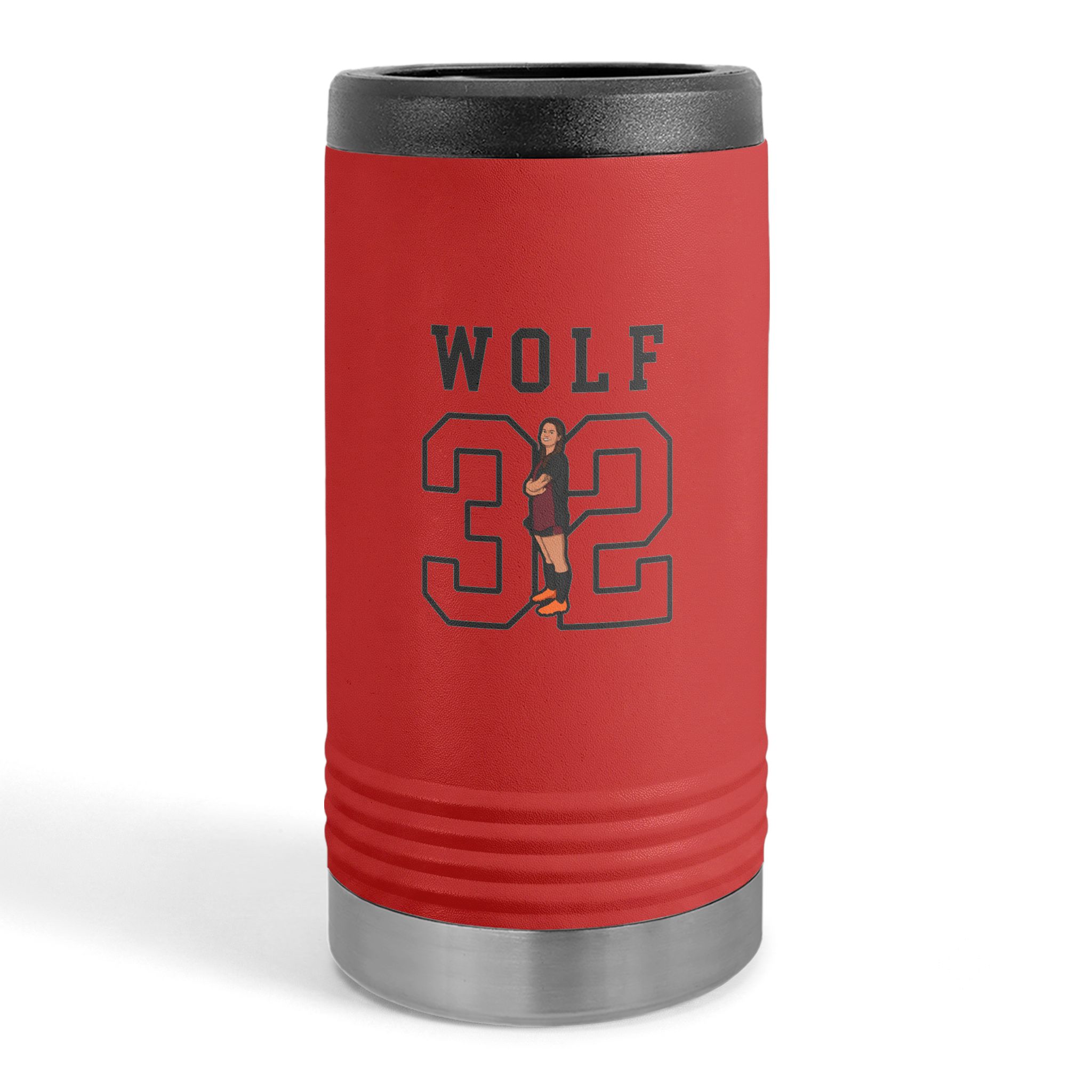 Slim Stainless Can Cooler — character_shirsey in Red