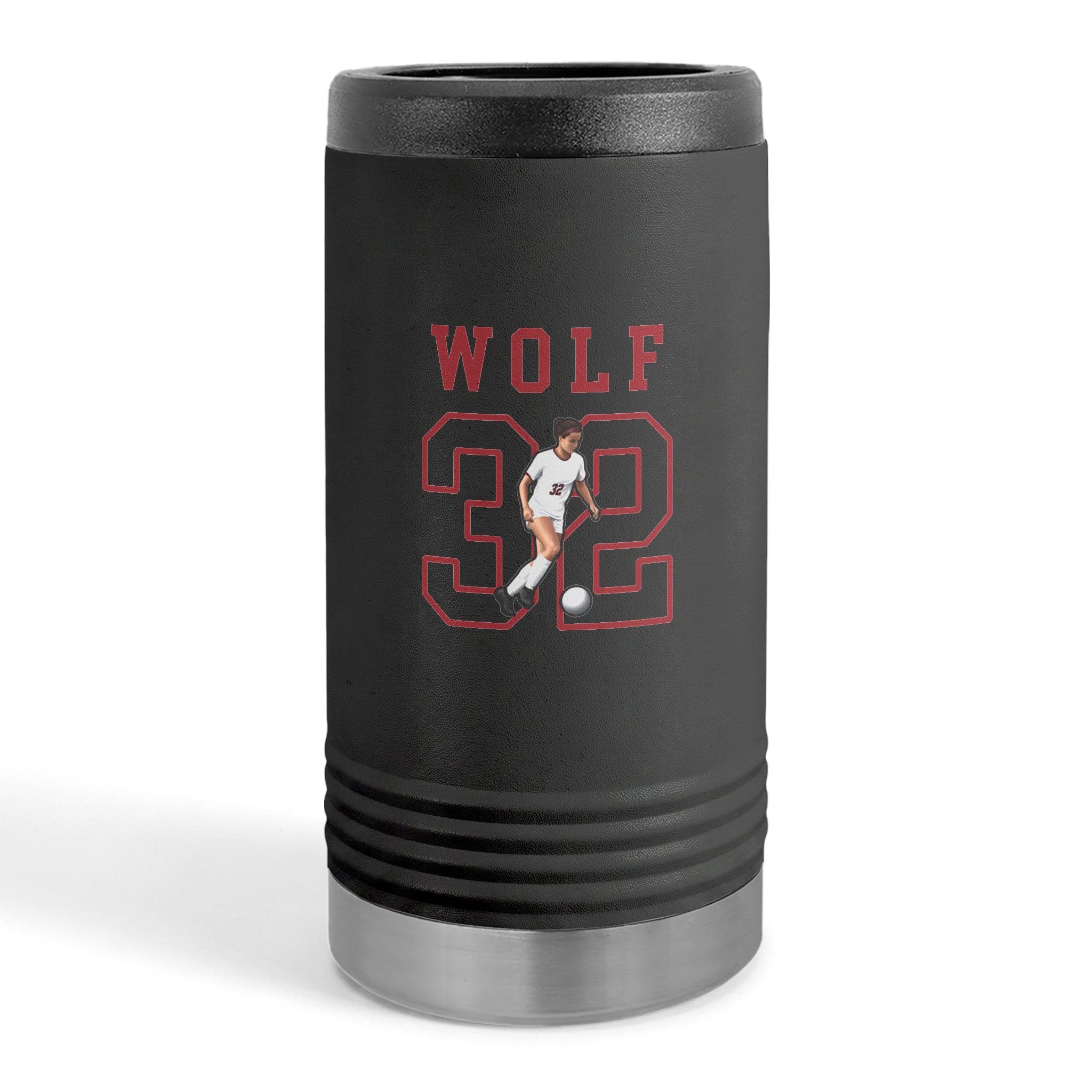 Slim Stainless Can Cooler — character_shirsey in Black