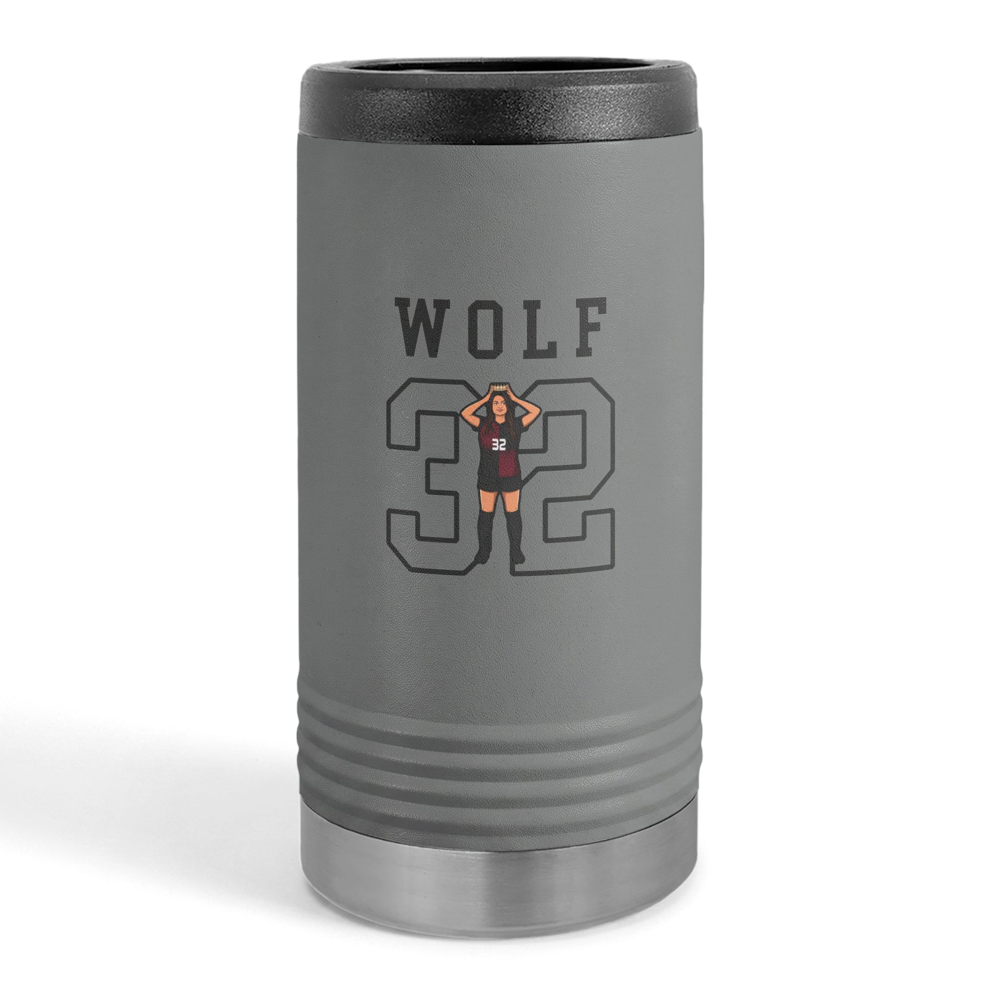 Slim Stainless Can Cooler — character_shirsey in Grey