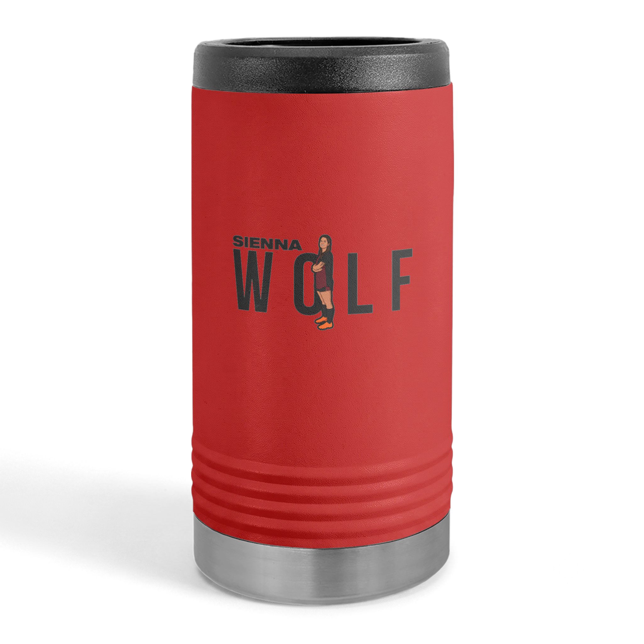 Slim Stainless Can Cooler — character_player_name in Red