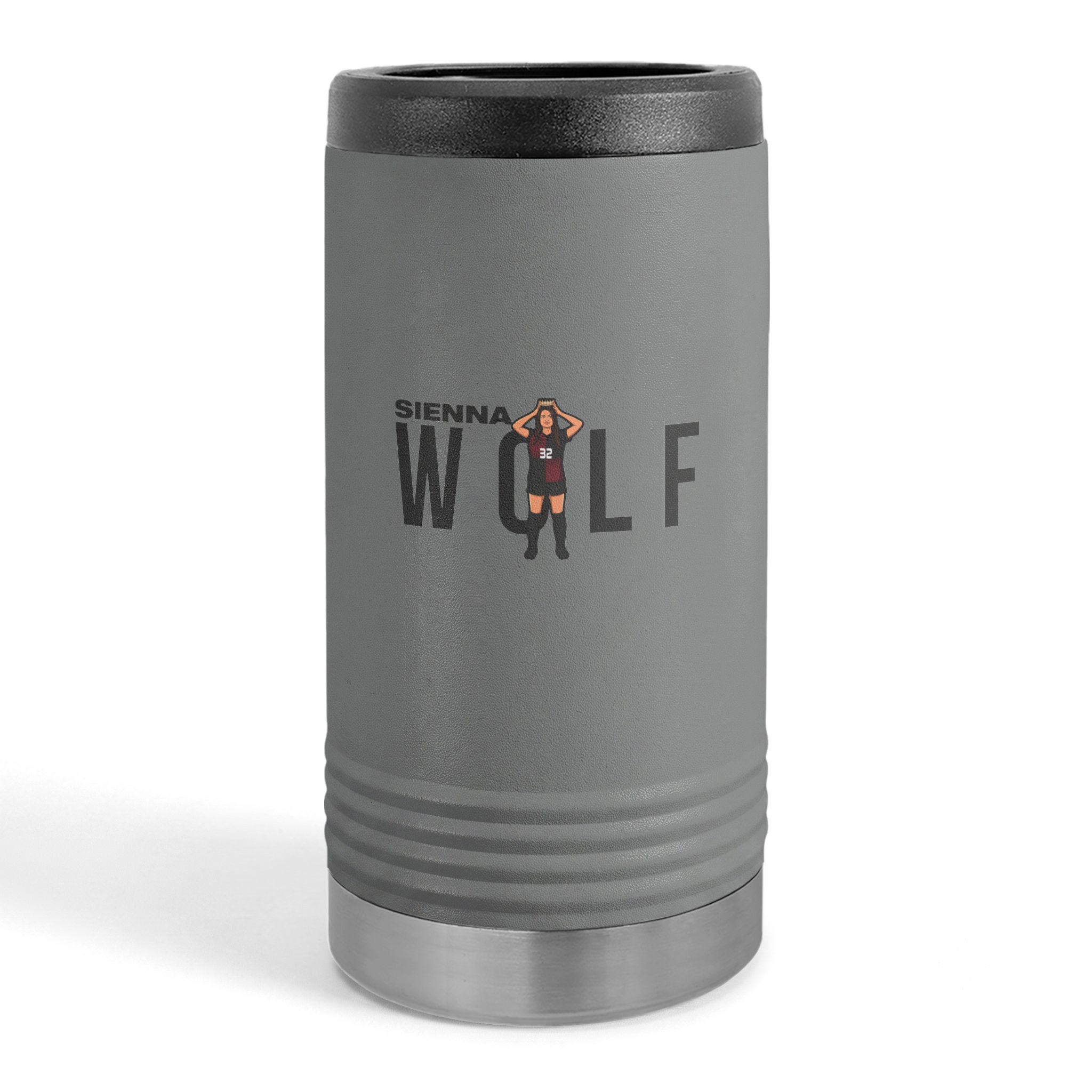 Slim Stainless Can Cooler — character_player_name in Grey