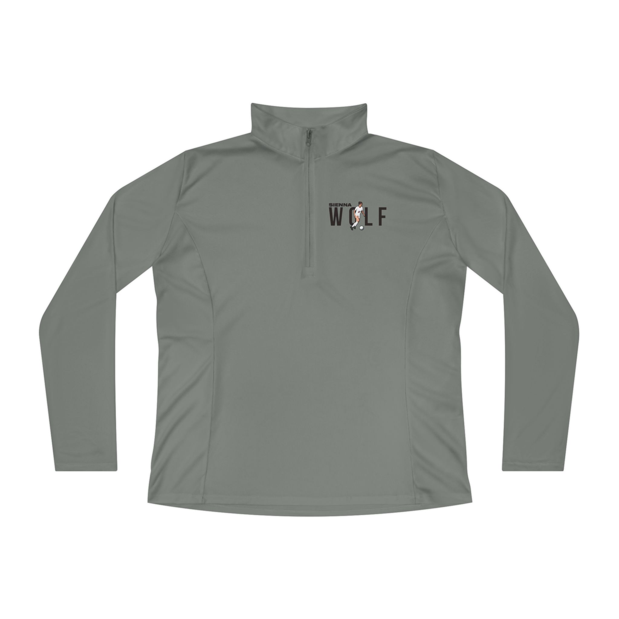 Women's Q-Zip Pullover — character_player_name in Grey