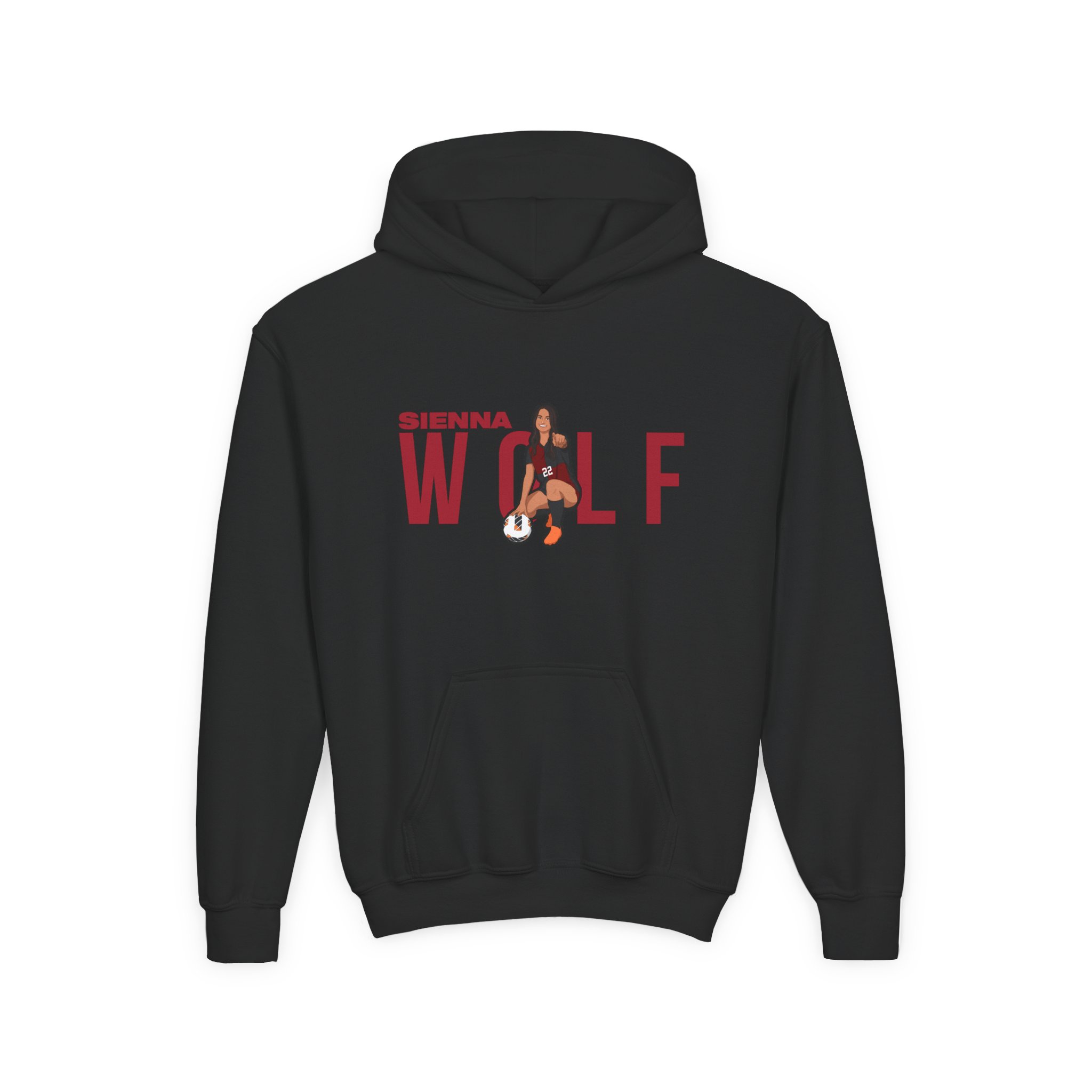 Youth Hoodie — character_player_name in Black