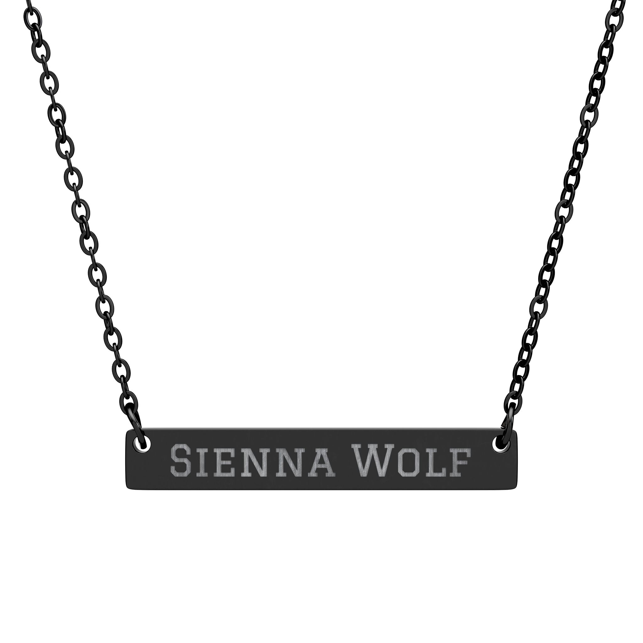 Engraved Bar Necklace — Classic in Black