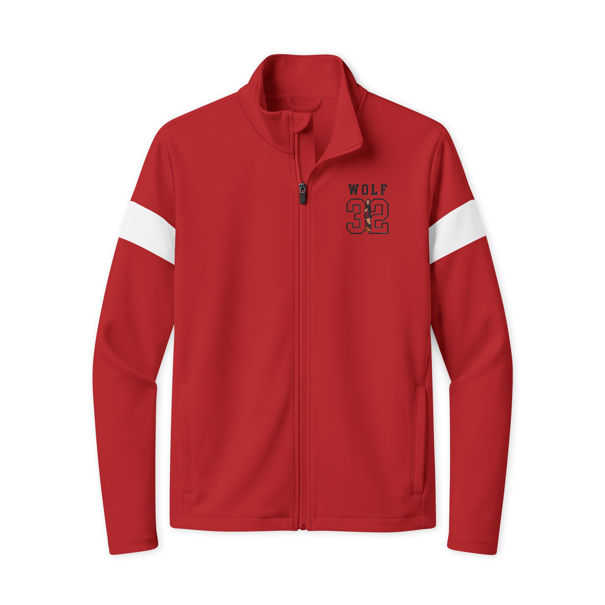 Travel Full-Zip Jacket — character_shirsey in Deep Red/ White