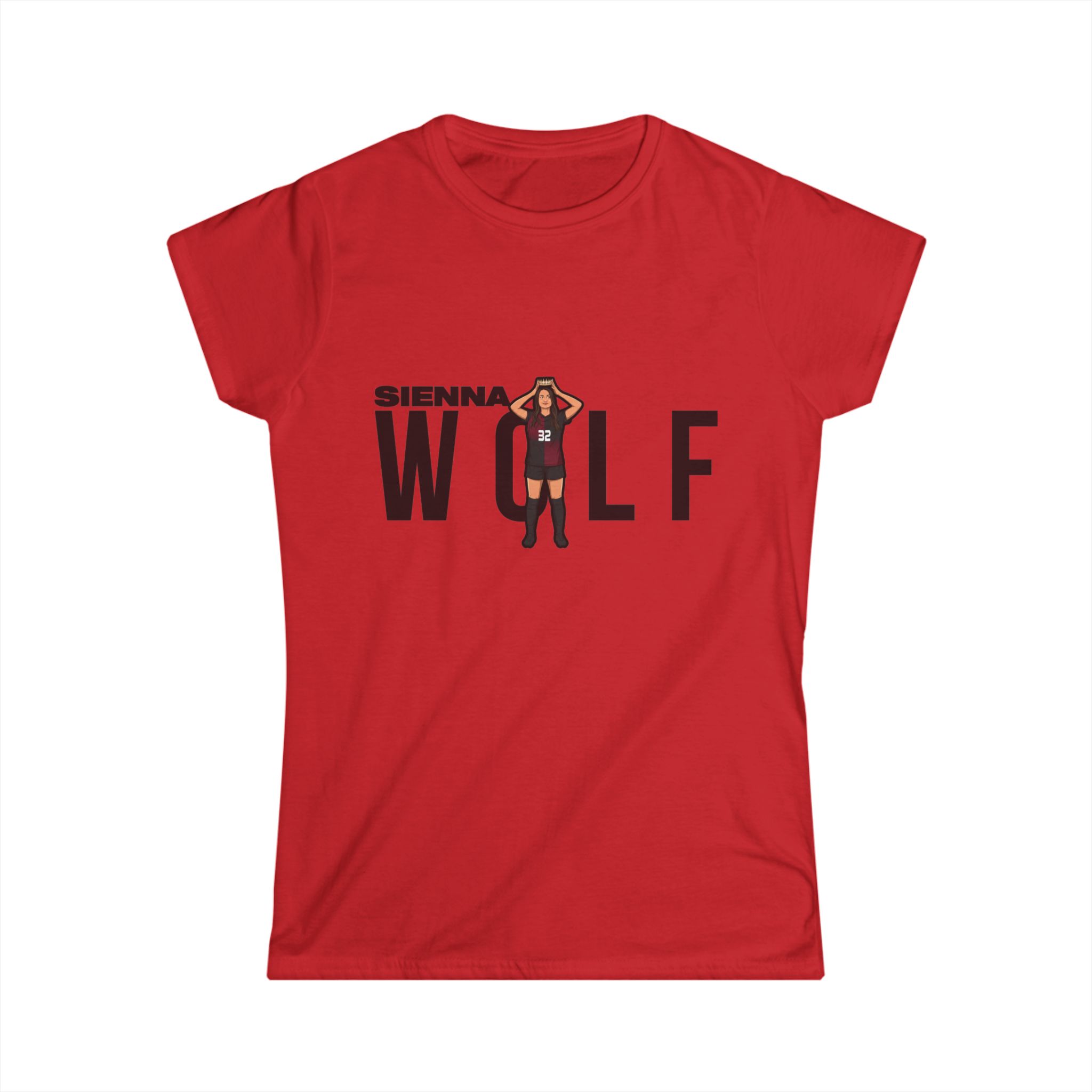 Women's Softstyle Tee — character_player_name in Red